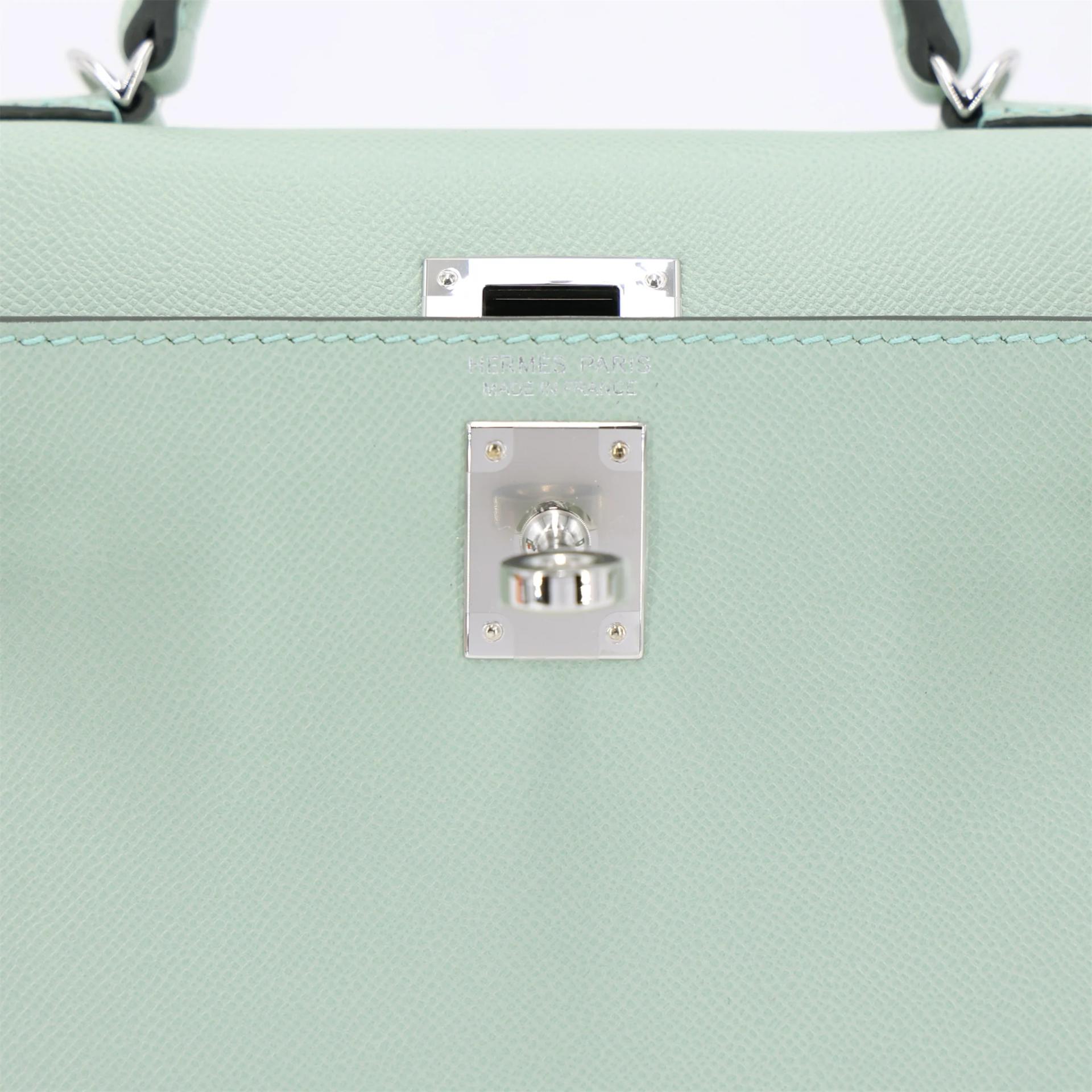 全新 HERMÈS 愛馬仕 Mini Kelly 二代 6U Vert d’Eau 薄荷綠 Madame皮 銀扣 G刻 2026年 - 10