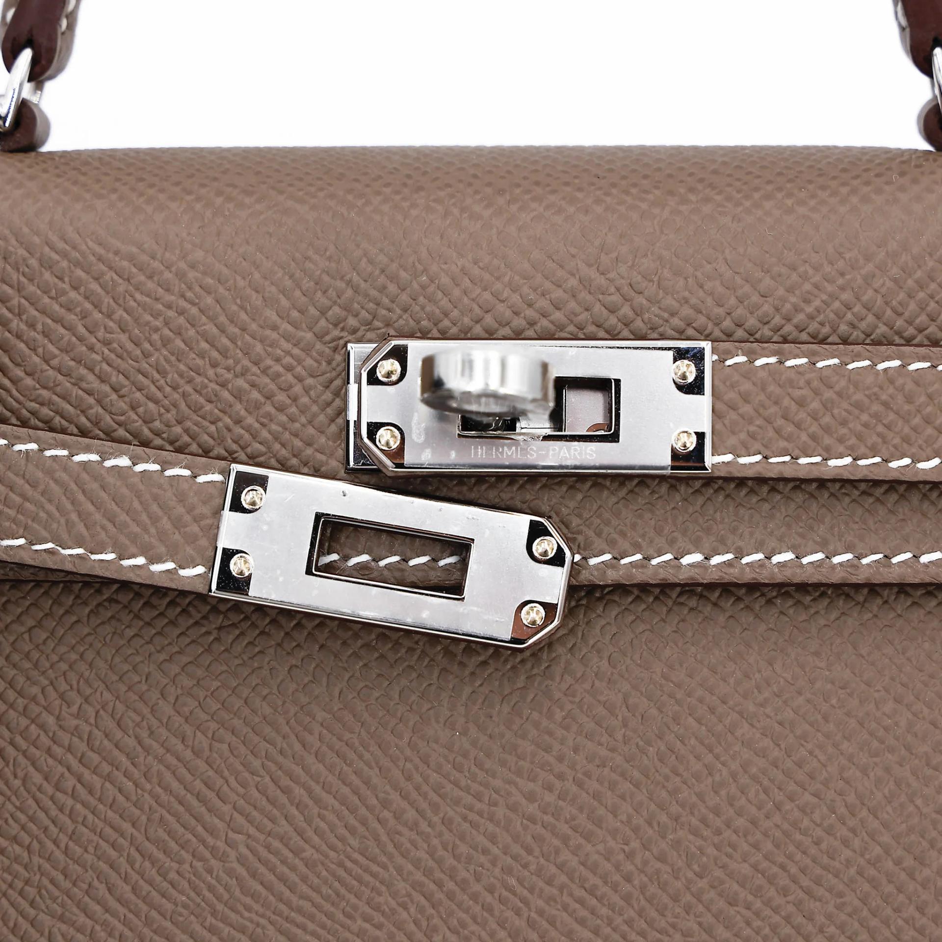 Brand New ( Rank N ) HERMÈS Mini Kelly II Etoupe (18) Epsom Palladium hardware G (2026) - 8