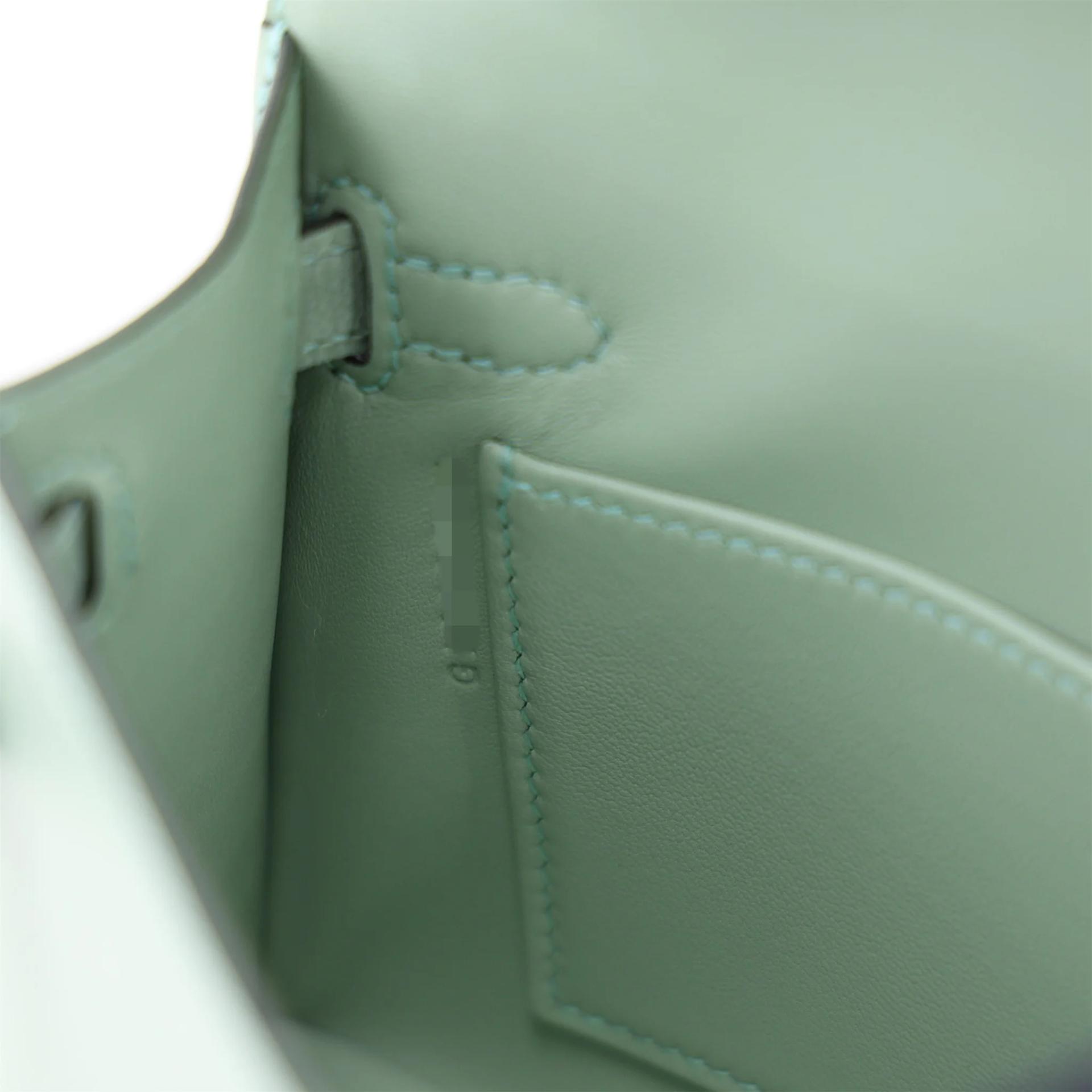 全新 HERMÈS 愛馬仕 Mini Kelly 二代 6U Vert d’Eau 薄荷綠 Madame皮 銀扣 G刻 2026年 - 14