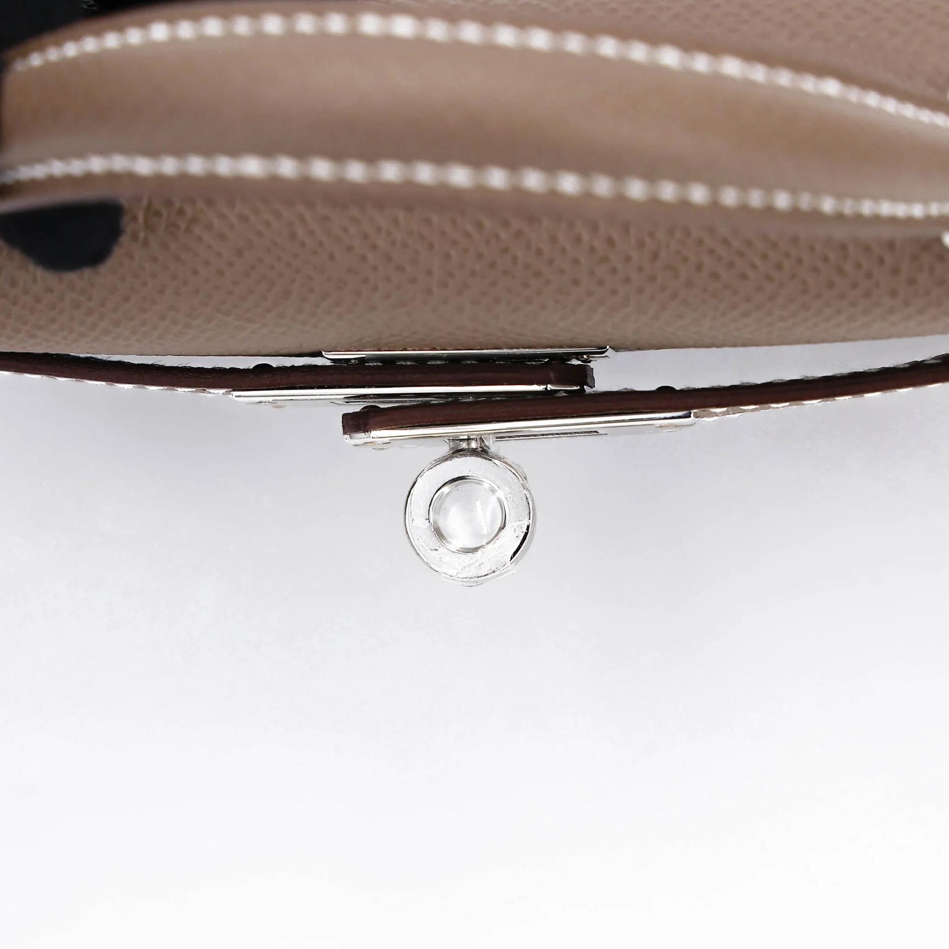 Brand New ( Rank N ) HERMÈS Mini Kelly II Etoupe (18) Epsom Palladium hardware G (2026) - 9