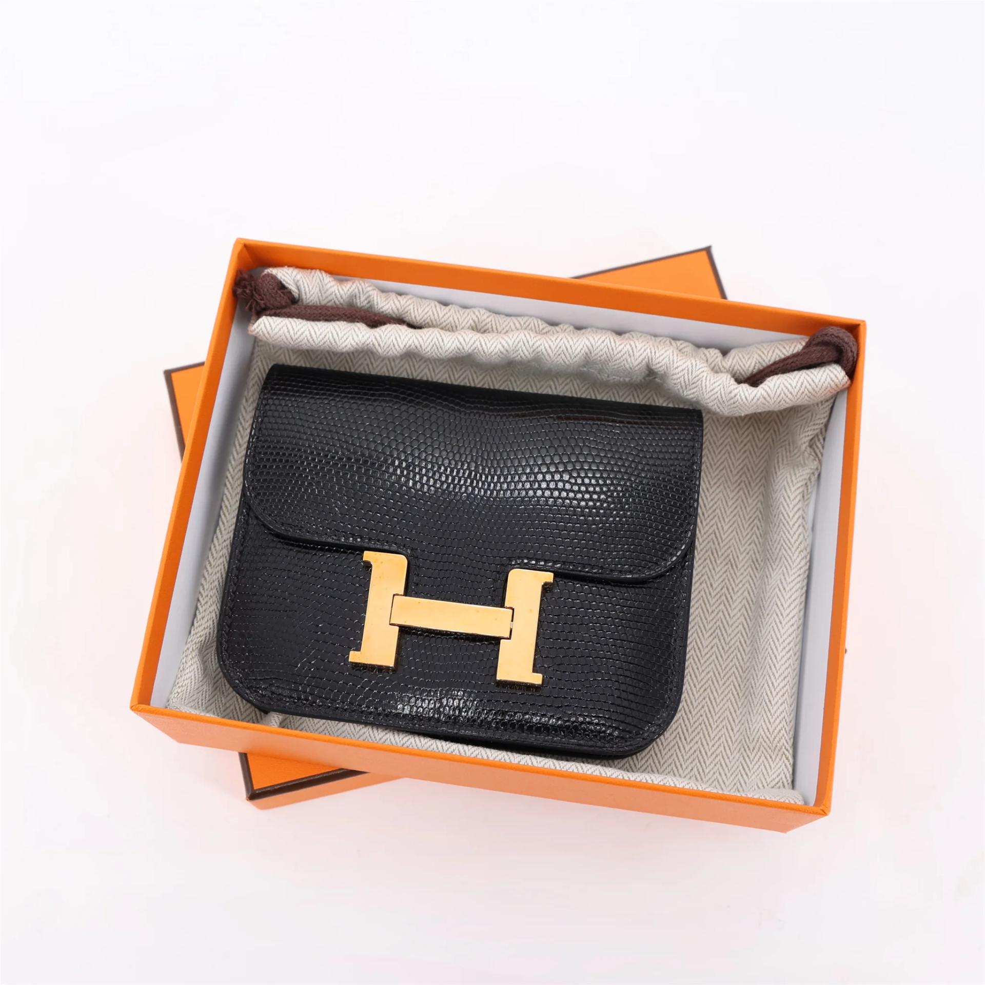 SA超美品 HERMÈS 愛馬仕 Constance Slim 錢包 89 黑色 Noir (Black) 蜥蜴皮 玫瑰金扣 U刻 2022年 - 3