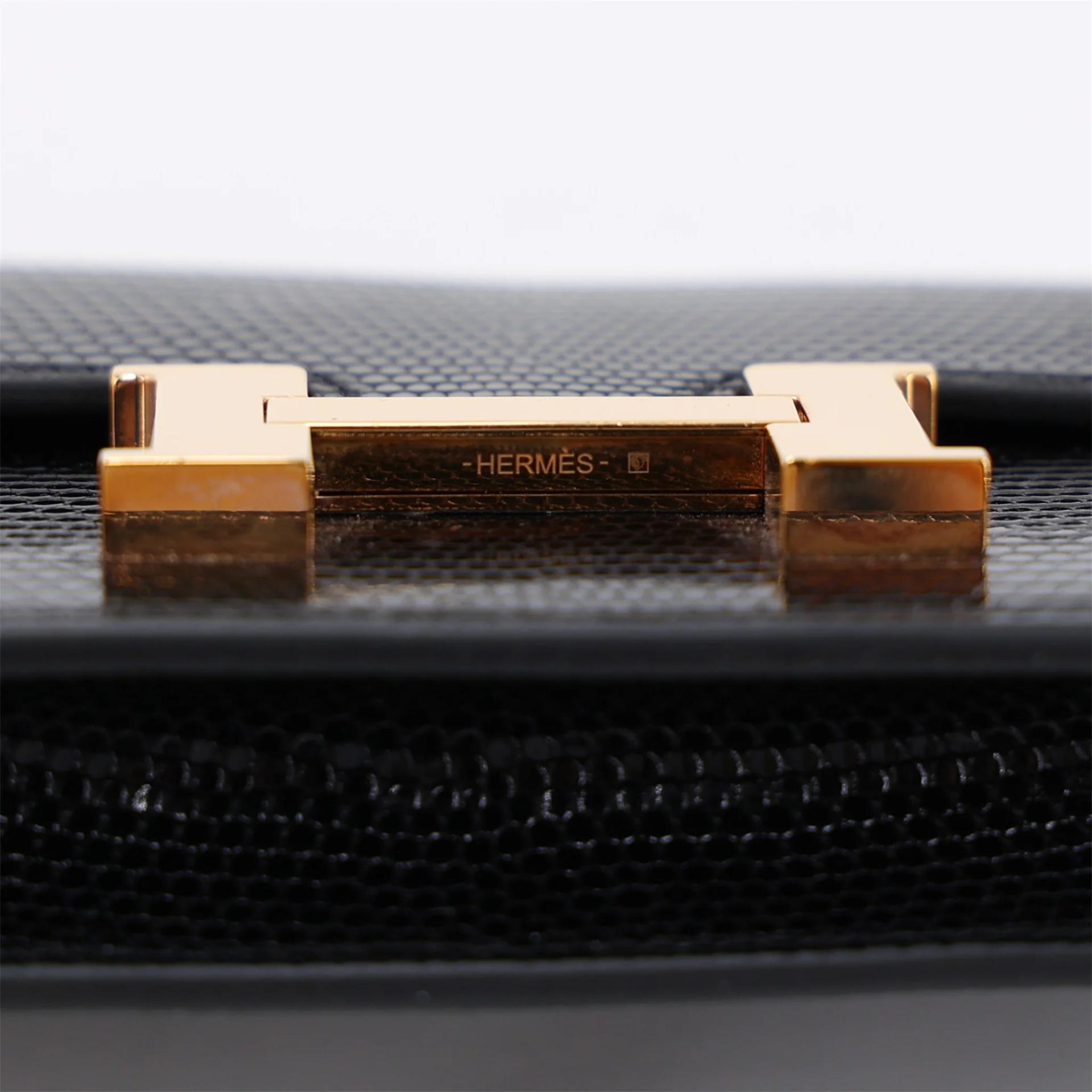 SA超美品 HERMÈS 愛馬仕 Constance Slim 錢包 89 黑色 Noir (Black) 蜥蜴皮 玫瑰金扣 U刻 2022年 - 9