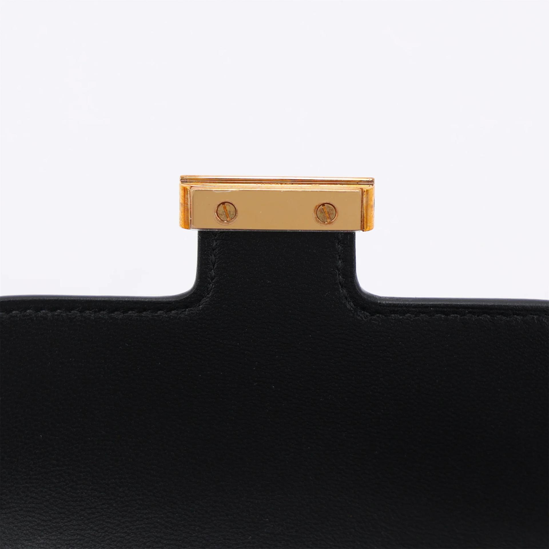 SA超美品 HERMÈS 愛馬仕 Constance Slim 錢包 89 黑色 Noir (Black) 蜥蜴皮 玫瑰金扣 U刻 2022年 - 10