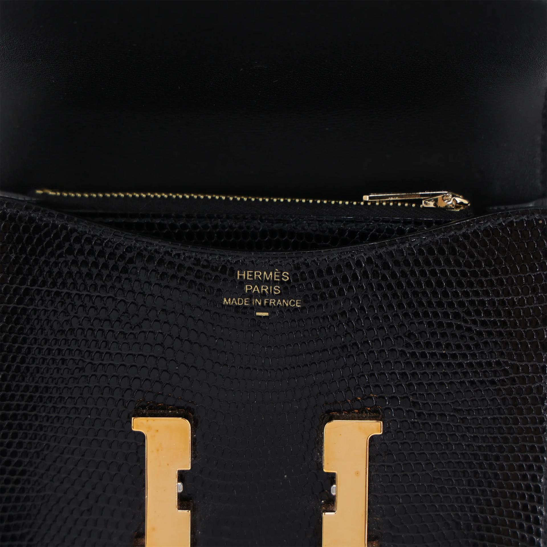 SA超美品 HERMÈS 愛馬仕 Constance Slim 錢包 89 黑色 Noir (Black) 蜥蜴皮 玫瑰金扣 U刻 2022年 - 11