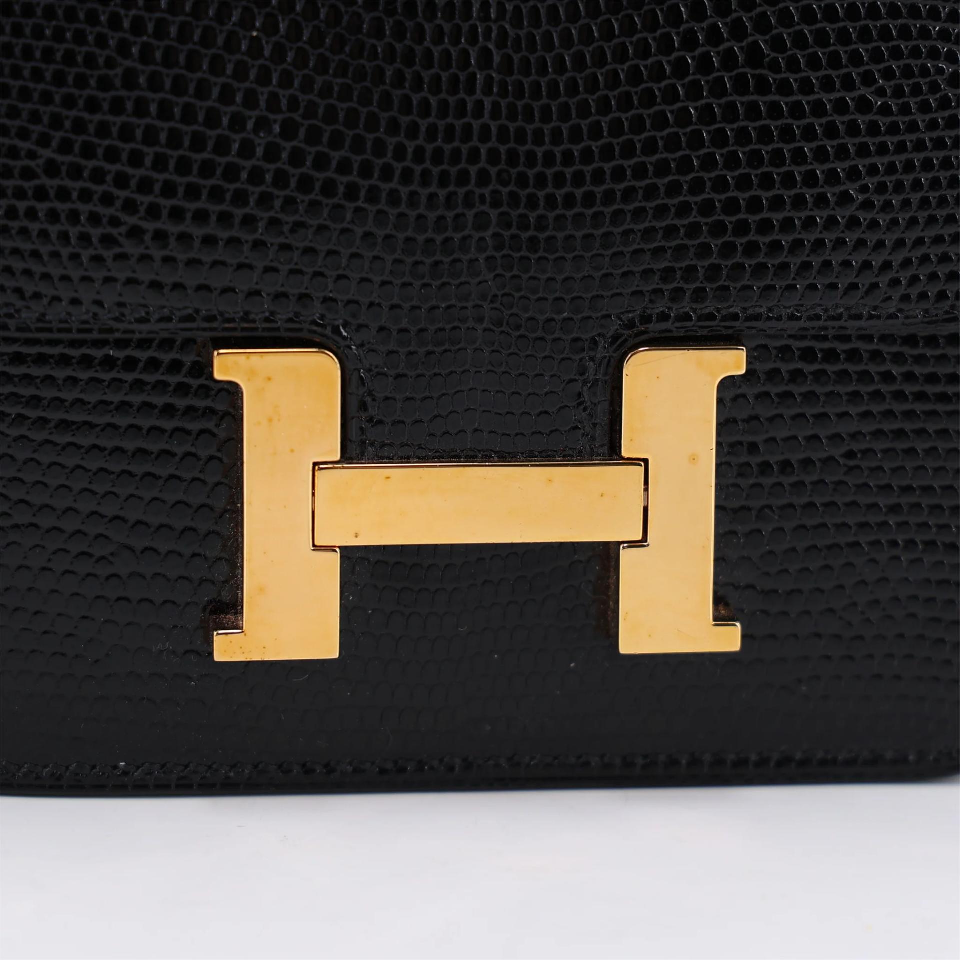 SA超美品 HERMÈS 愛馬仕 Constance Slim 錢包 89 黑色 Noir (Black) 蜥蜴皮 玫瑰金扣 U刻 2022年 - 8