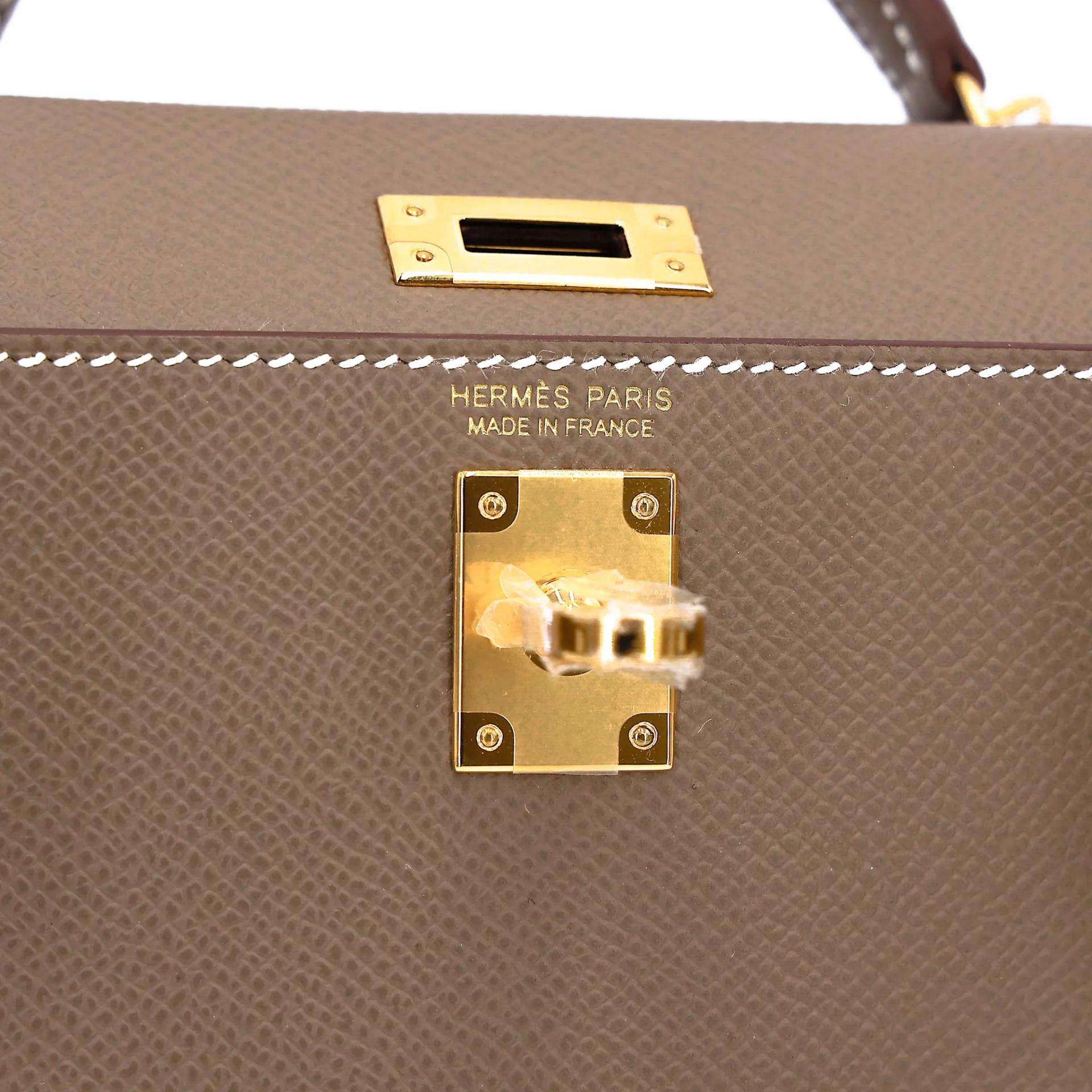 全新 HERMÈS 愛馬仕 Mini Kelly 二代 18 大象灰 Etoupe Epsom牛皮 金扣 G刻 2026年 - 12
