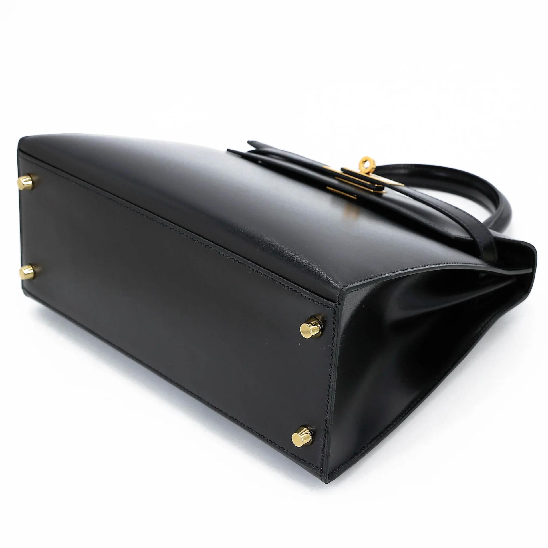 SA超美品 HERMÈS 愛馬仕 Kelly 28 外縫 89 黑色 Noir (Black) Box牛皮 金扣 Z刻 2021年 - 4