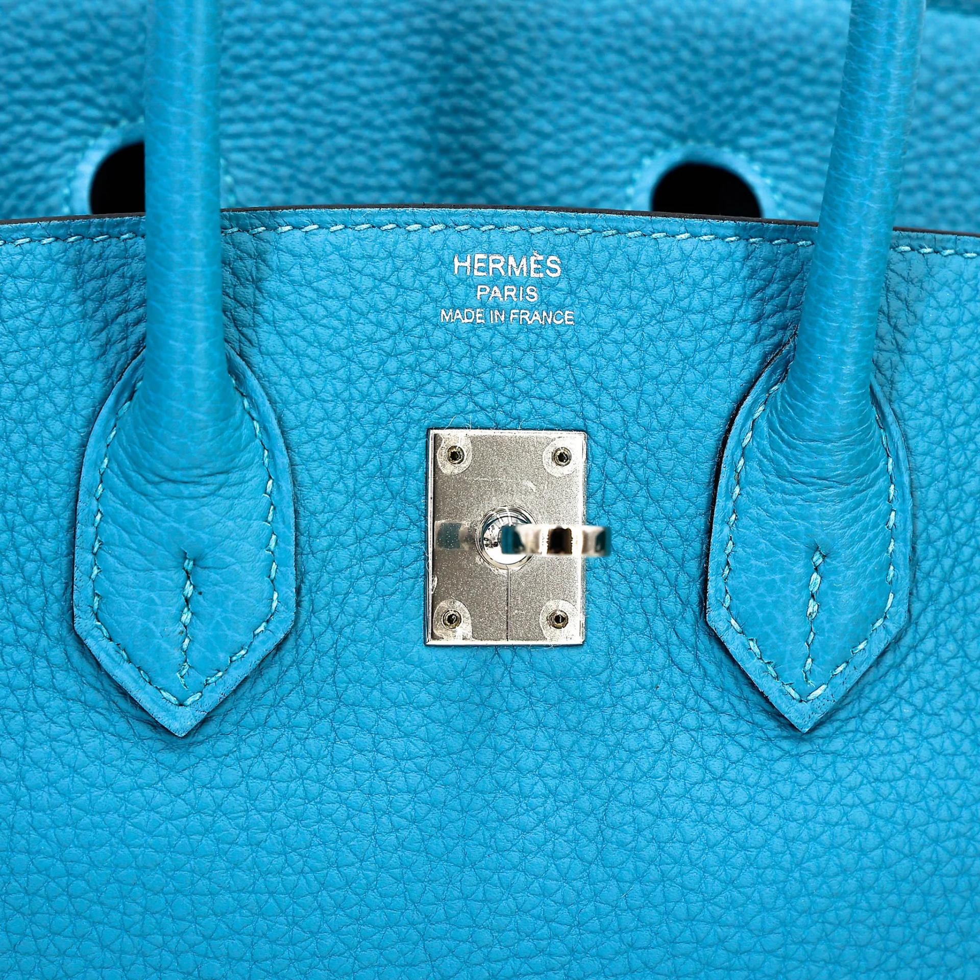 SA超美品 HERMÈS 愛馬仕 Birkin 25 7B 松石藍 Turquoise Togo小牛皮 銀扣 □R刻 2014年 - 11