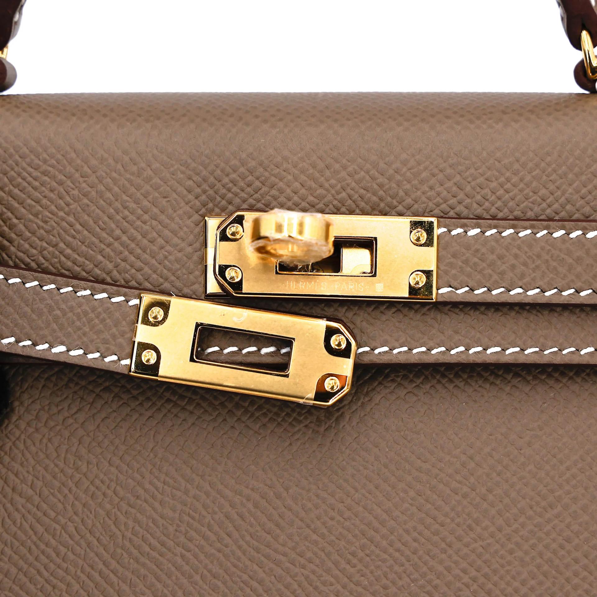 全新 HERMÈS 愛馬仕 Mini Kelly 二代 18 大象灰 Etoupe Epsom牛皮 金扣 G刻 2026年 - 8