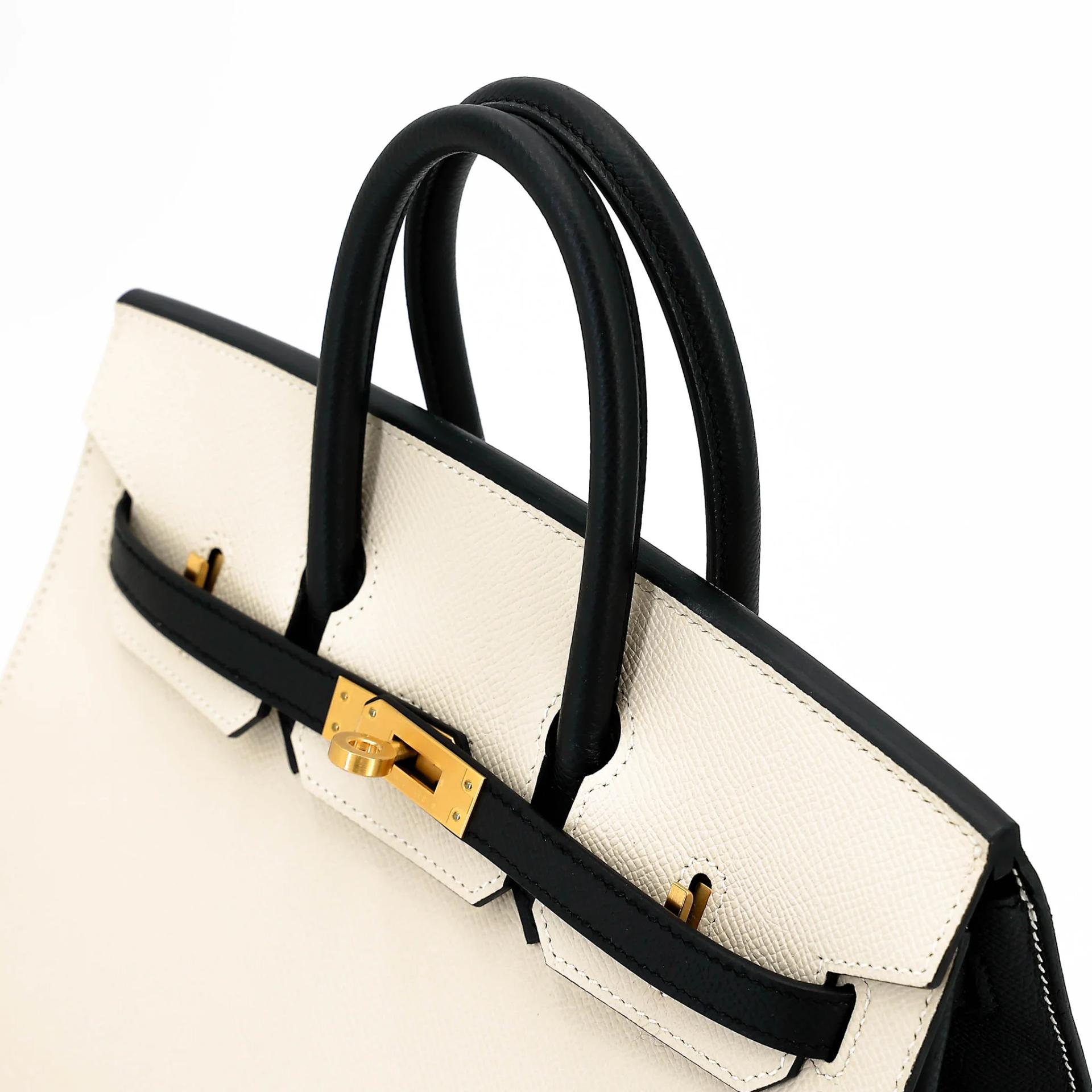 Unused ( Rank NS ) HERMÈS Special Order Birkin 25 HSS Sellier HSS Noir (89) Craie (10) Epsom Brushed Gold hardware W (2024) - 3