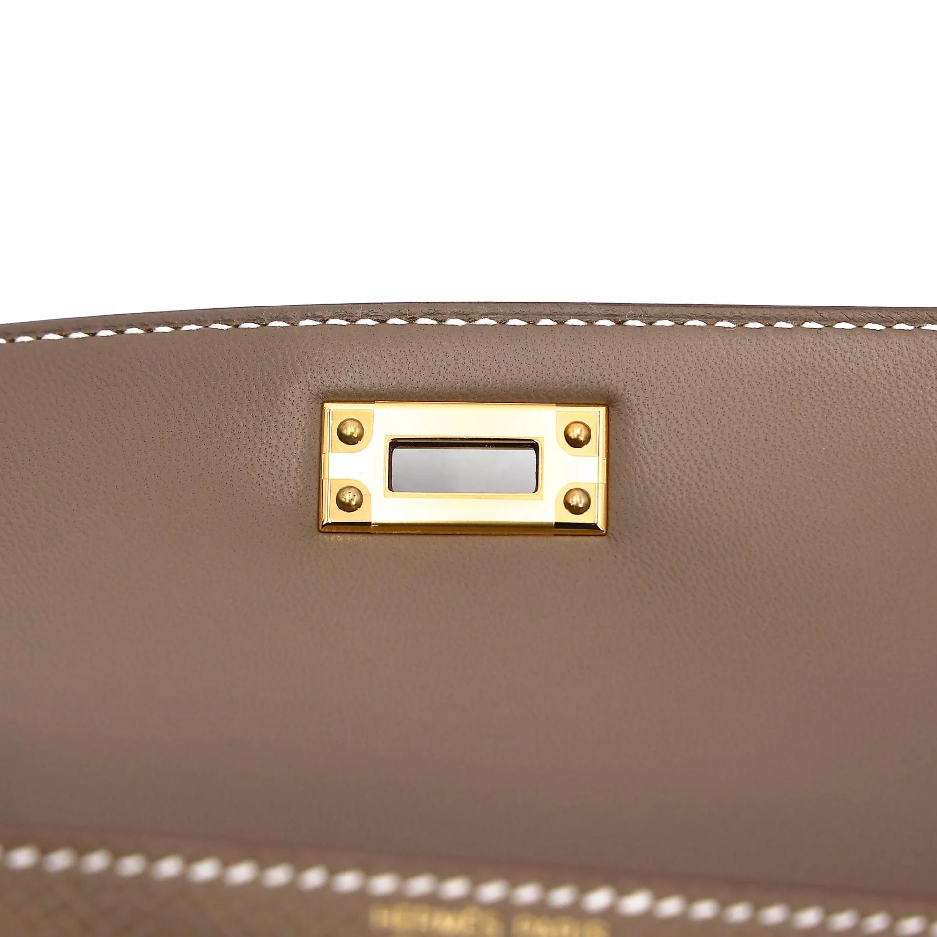 全新 HERMÈS 愛馬仕 Mini Kelly 二代 18 大象灰 Etoupe Epsom牛皮 金扣 G刻 2026年 - 10