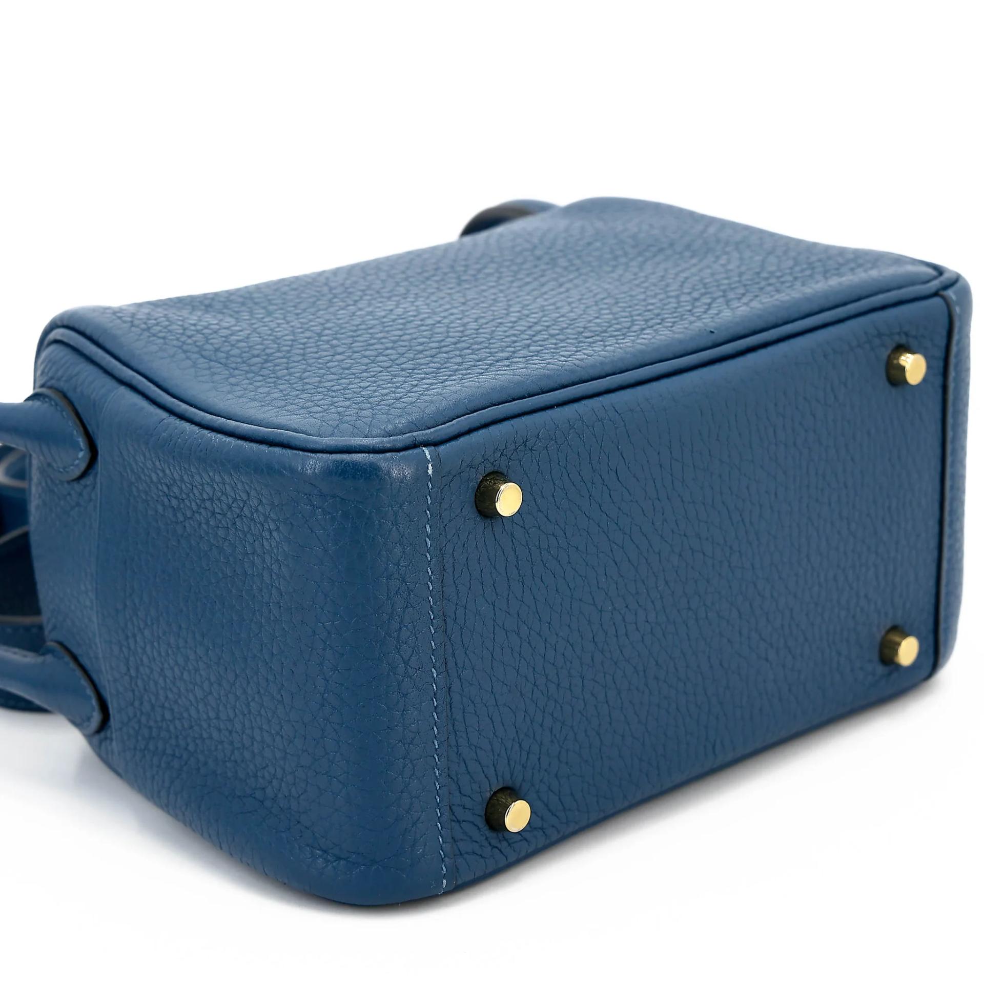 Very Good ( Rank A) HERMÈS Mini Lindy Navy (7U) Clemence Gold hardware Y (2020) - 7