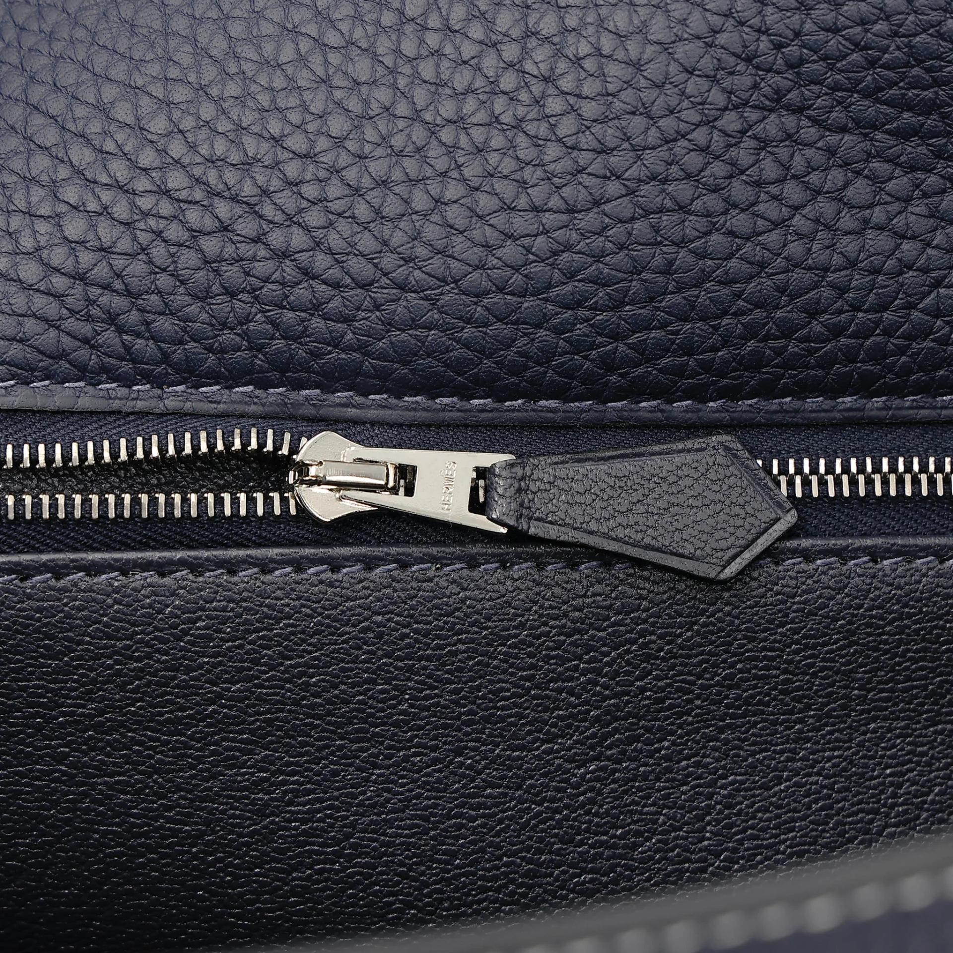 SA超美品 HERMÈS 愛馬仕 Kelly 35 HSS 10 奶昔白 Craie 78 深海藍 Blue Marine Togo小牛皮 拉絲銀扣 Y刻 2020年 - 16