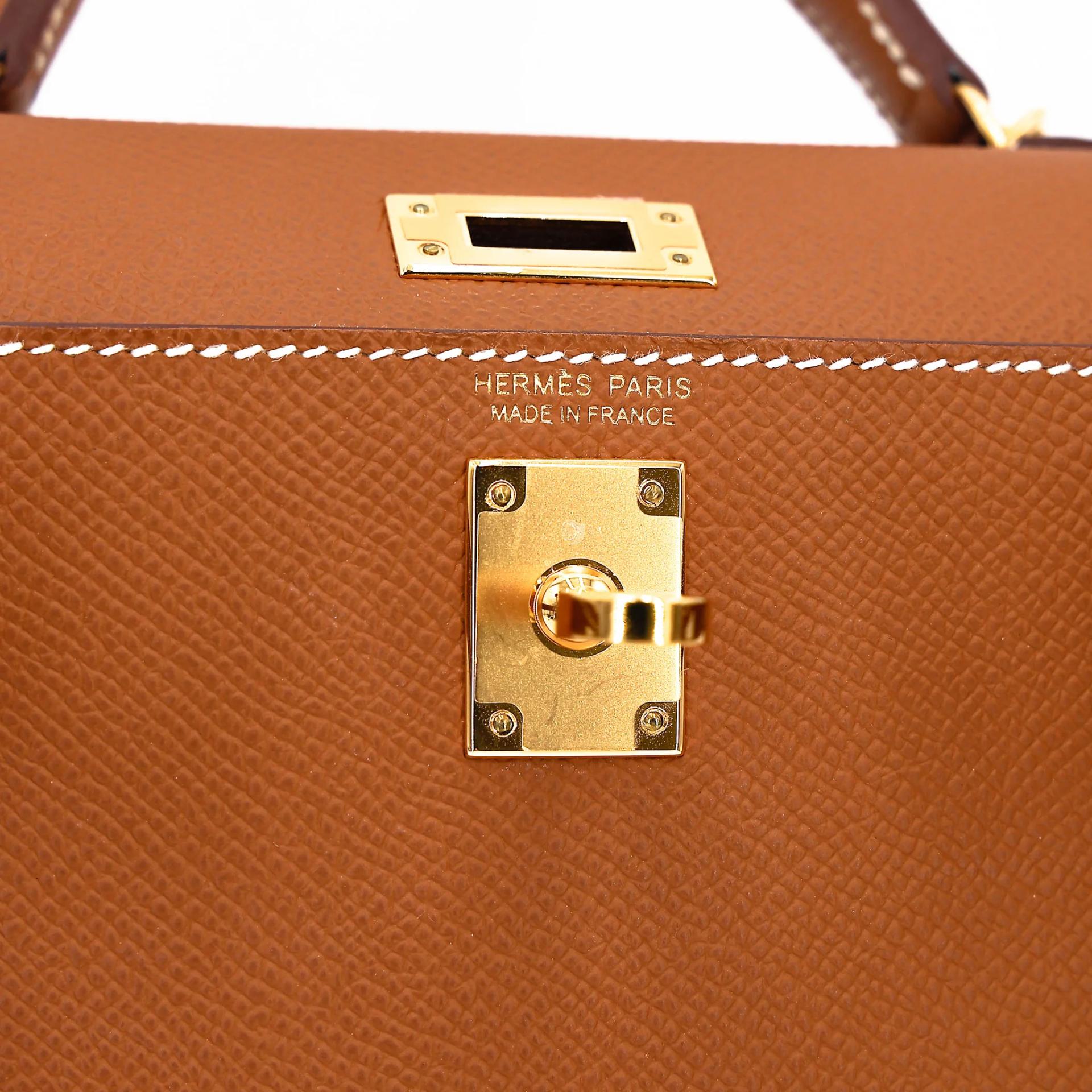 SA超美品 HERMÈS 愛馬仕 Mini Kelly 二代 37 金棕色 Gold Epsom牛皮 金扣 U刻 2022年 - 14