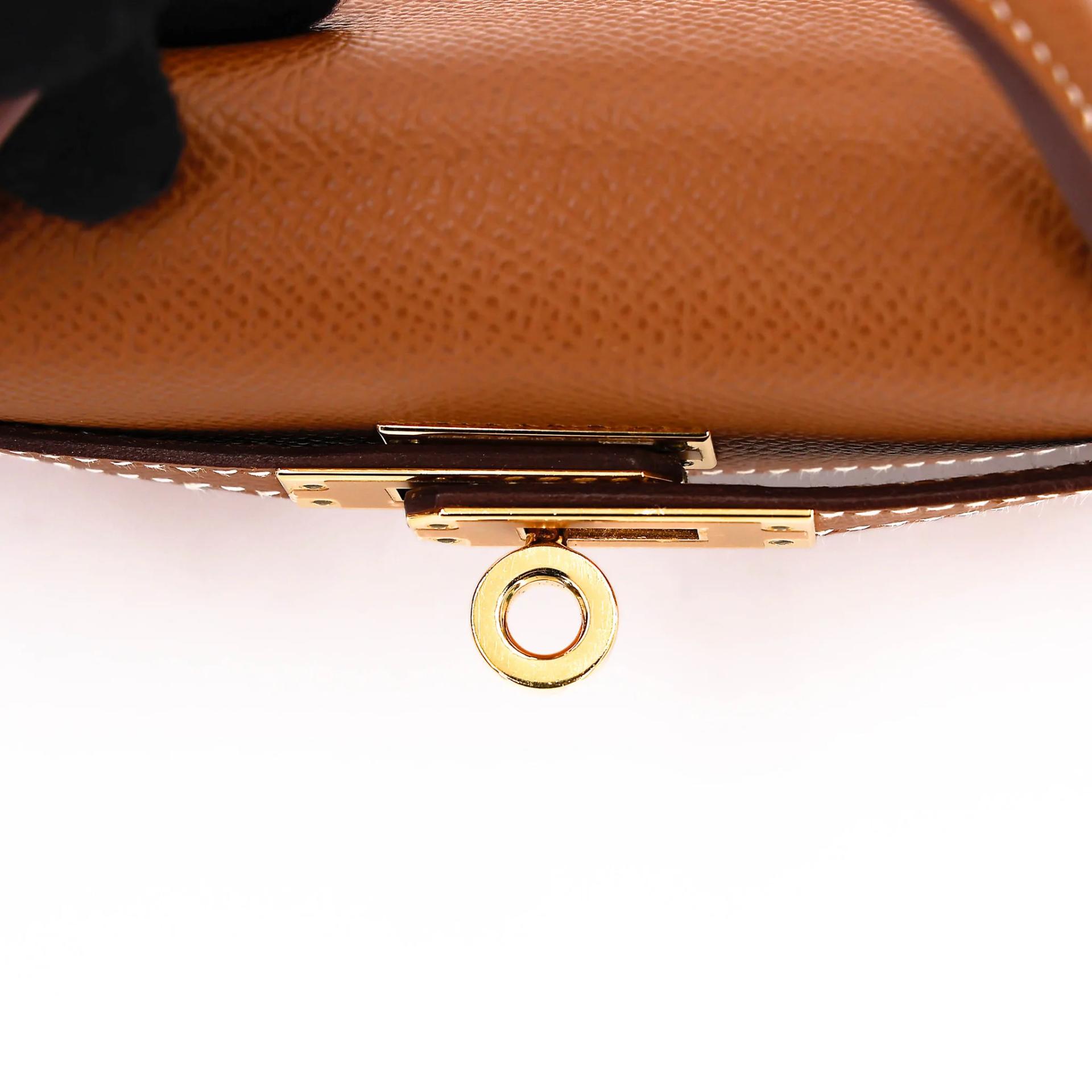 SA超美品 HERMÈS 愛馬仕 Mini Kelly 二代 37 金棕色 Gold Epsom牛皮 金扣 U刻 2022年 - 10