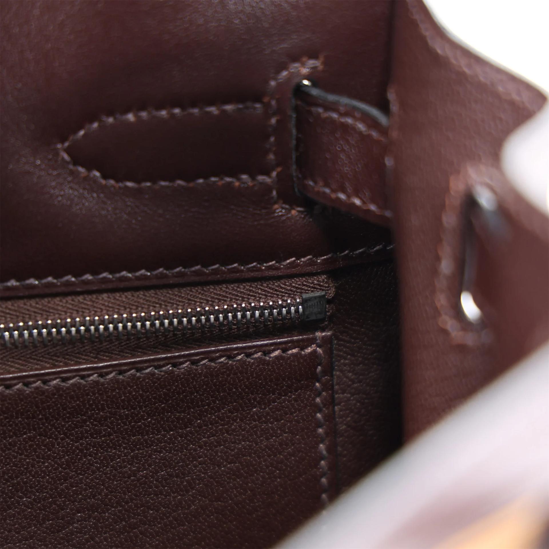 Very Good ( Rank A) HERMÈS Limited Edition Kelly 32 Marron Glace Box-calf Vibrato Palladium hardware Square C (1999) - 19