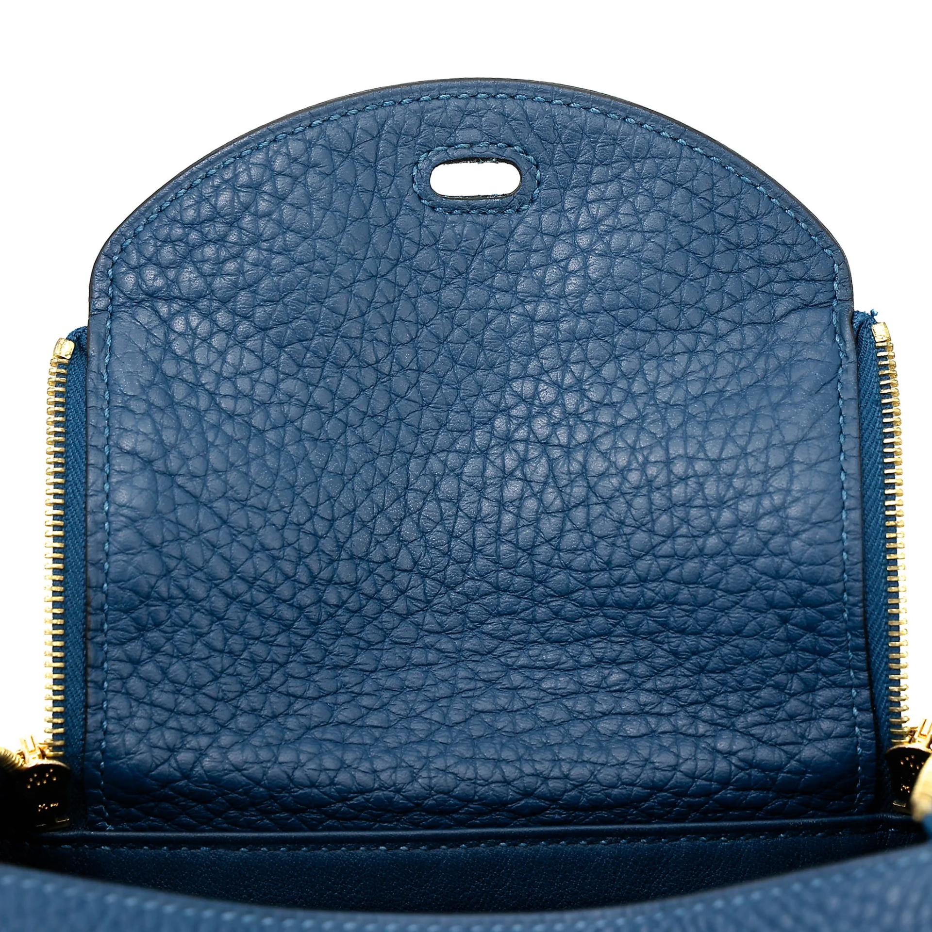 Very Good ( Rank A) HERMÈS Mini Lindy Navy (7U) Clemence Gold hardware Y (2020) - 19