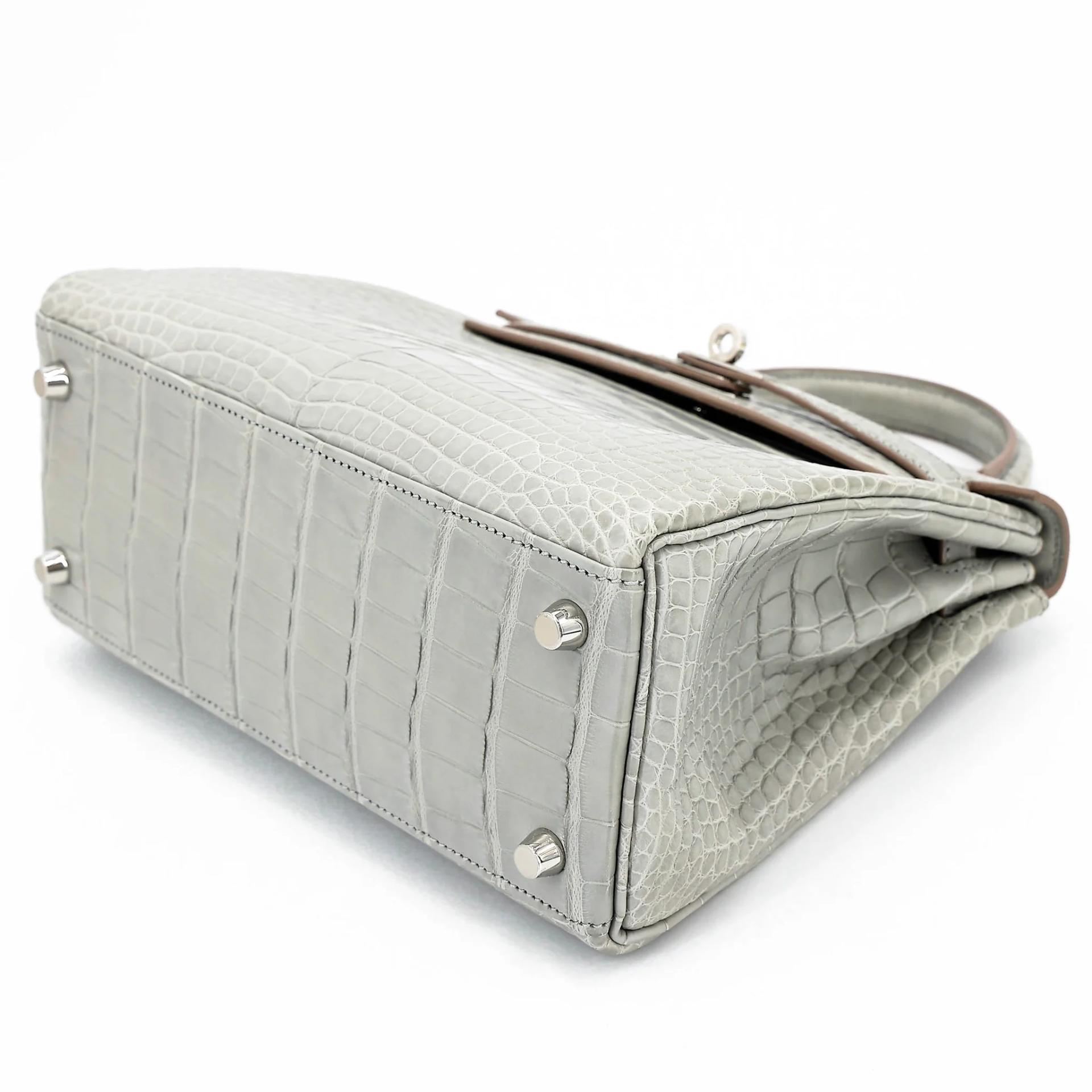Brand New ( Rank N ) HERMÈS Limited Edition Kelly 25 Gris Perle (80) Matte Alligator Palladium hardware K (2025) - 4