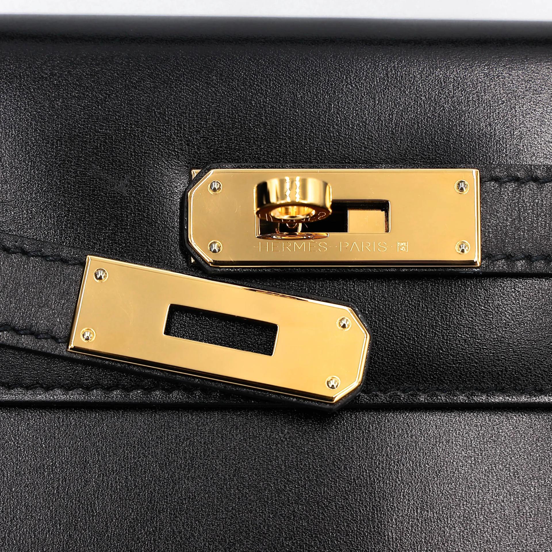 SA超美品 HERMÈS 愛馬仕 Kelly 28 外縫 89 黑色 Noir (Black) Box牛皮 金扣 Z刻 2021年 - 8
