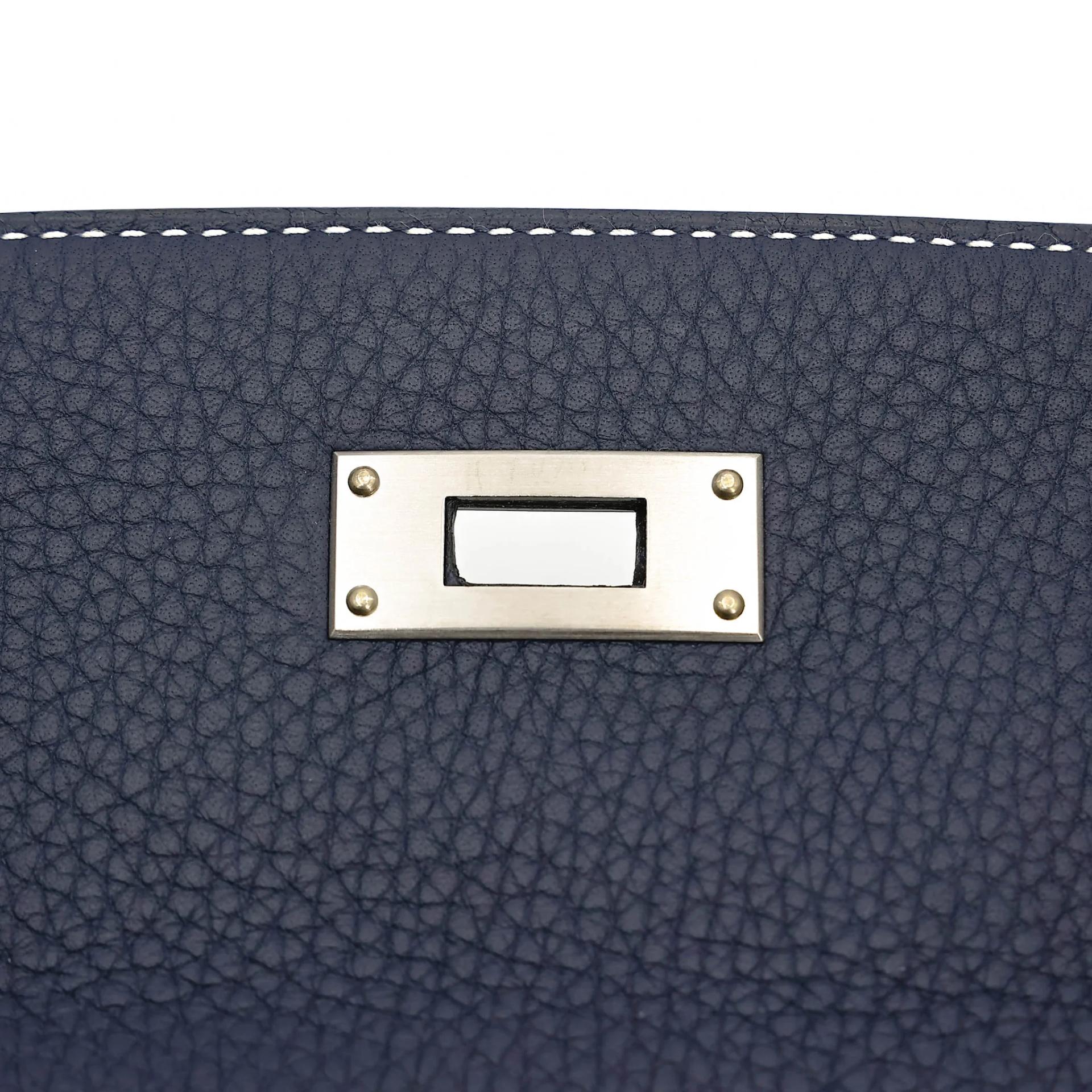 SA超美品 HERMÈS 愛馬仕 Kelly 35 HSS 10 奶昔白 Craie 78 深海藍 Blue Marine Togo小牛皮 拉絲銀扣 Y刻 2020年 - 12
