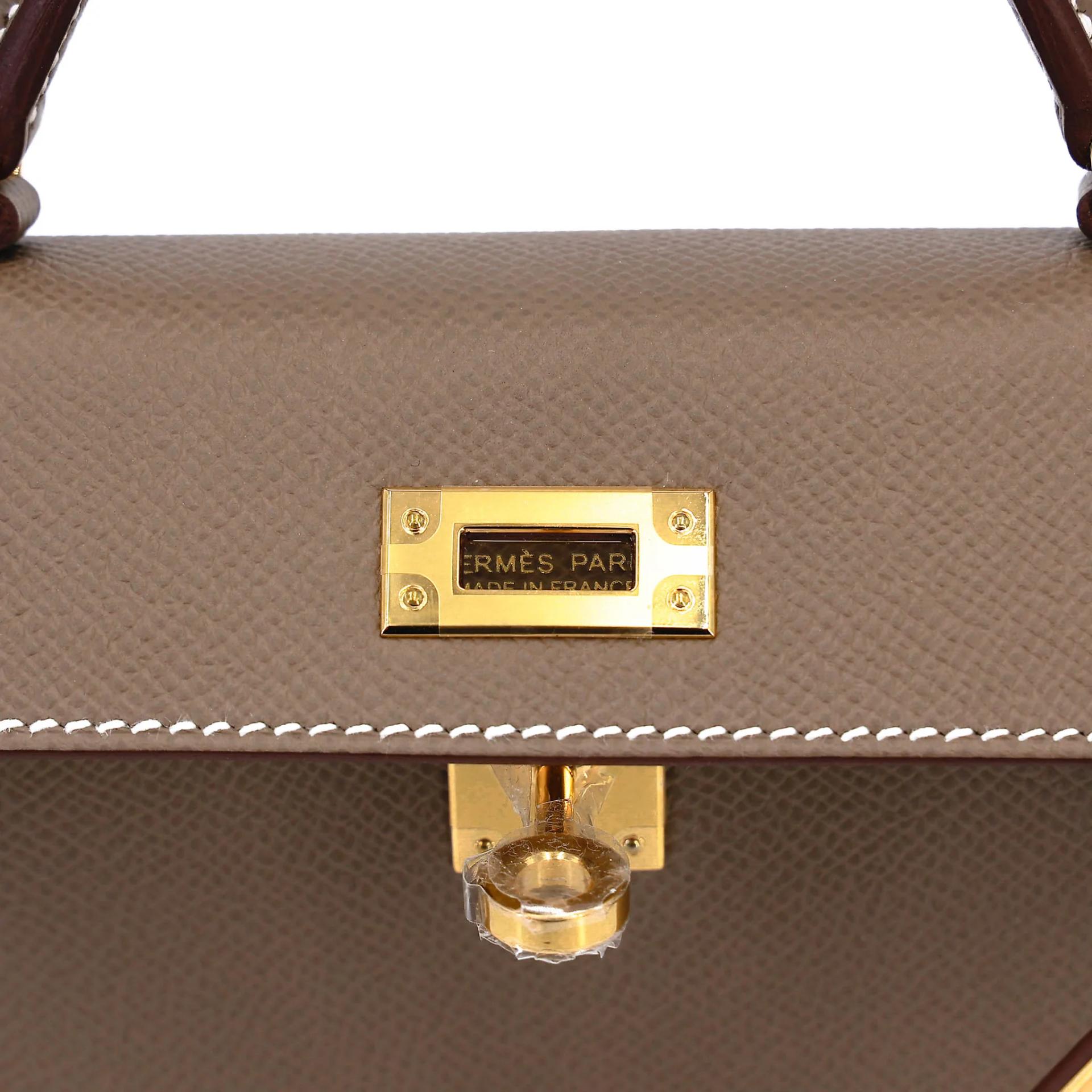 全新 HERMÈS 愛馬仕 Mini Kelly 二代 18 大象灰 Etoupe Epsom牛皮 金扣 G刻 2026年 - 9