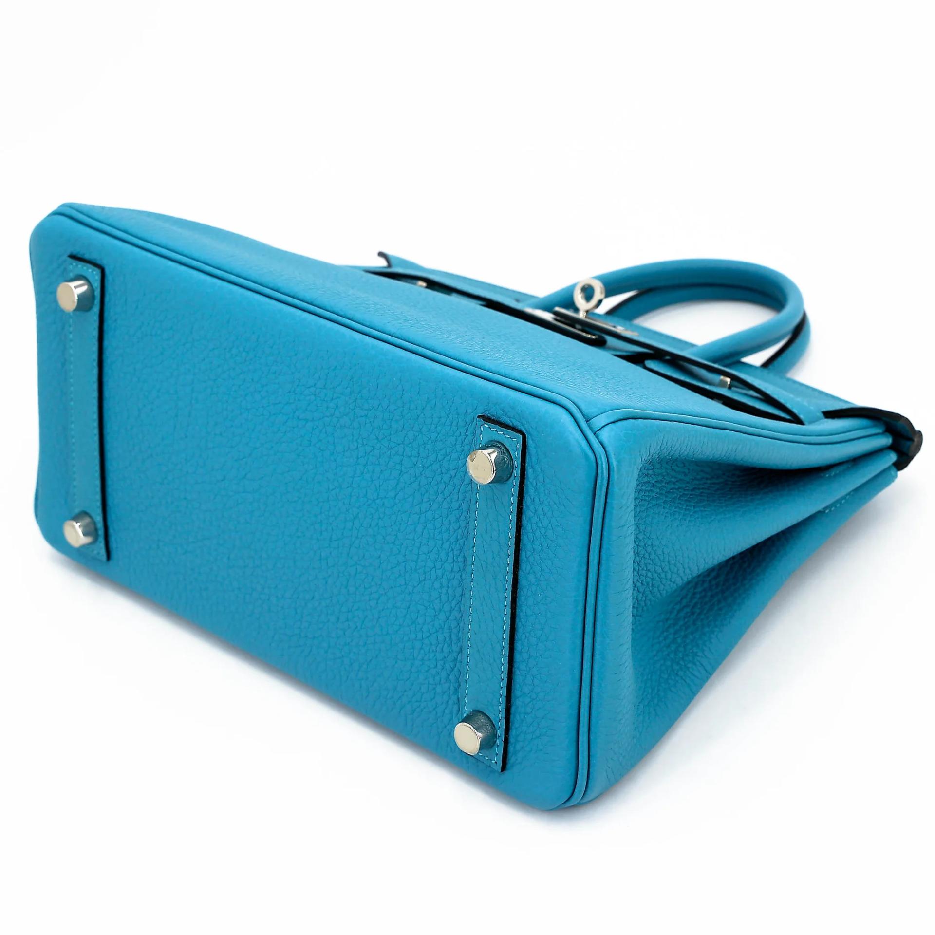 SA超美品 HERMÈS 愛馬仕 Birkin 25 7B 松石藍 Turquoise Togo小牛皮 銀扣 □R刻 2014年 - 4