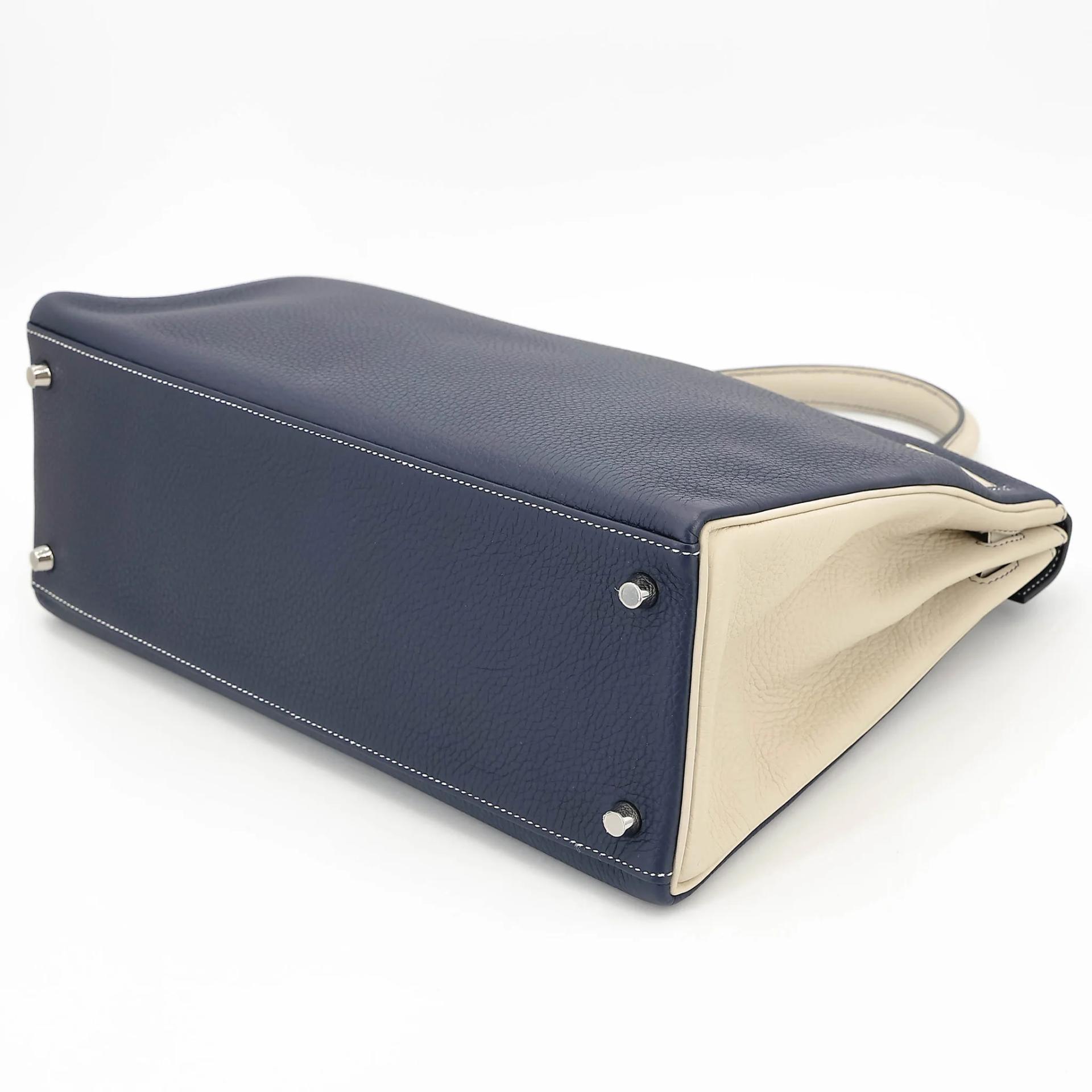 SA超美品 HERMÈS 愛馬仕 Kelly 35 HSS 10 奶昔白 Craie 78 深海藍 Blue Marine Togo小牛皮 拉絲銀扣 Y刻 2020年 - 6