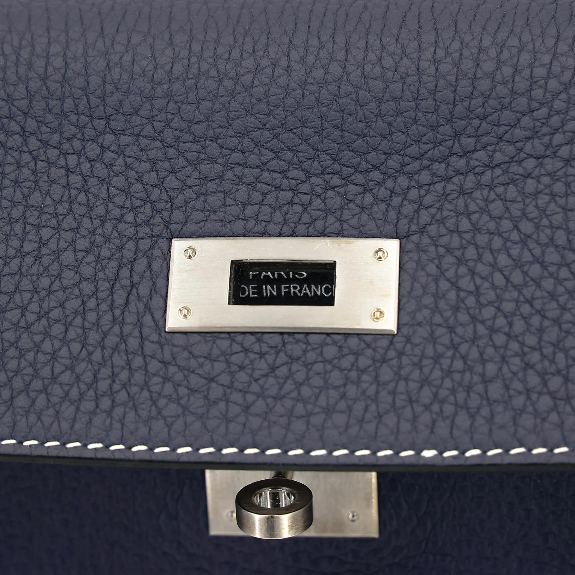 SA超美品 HERMÈS 愛馬仕 Kelly 35 HSS 10 奶昔白 Craie 78 深海藍 Blue Marine Togo小牛皮 拉絲銀扣 Y刻 2020年 - 11