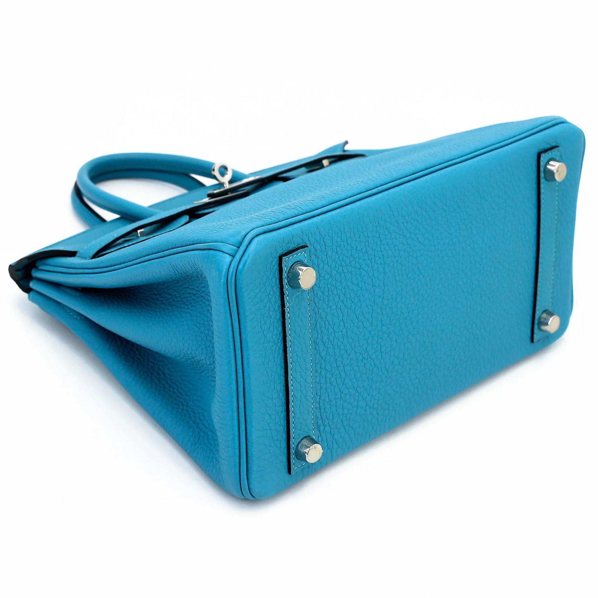 SA超美品 HERMÈS 愛馬仕 Birkin 25 7B 松石藍 Turquoise Togo小牛皮 銀扣 □R刻 2014年 - 5