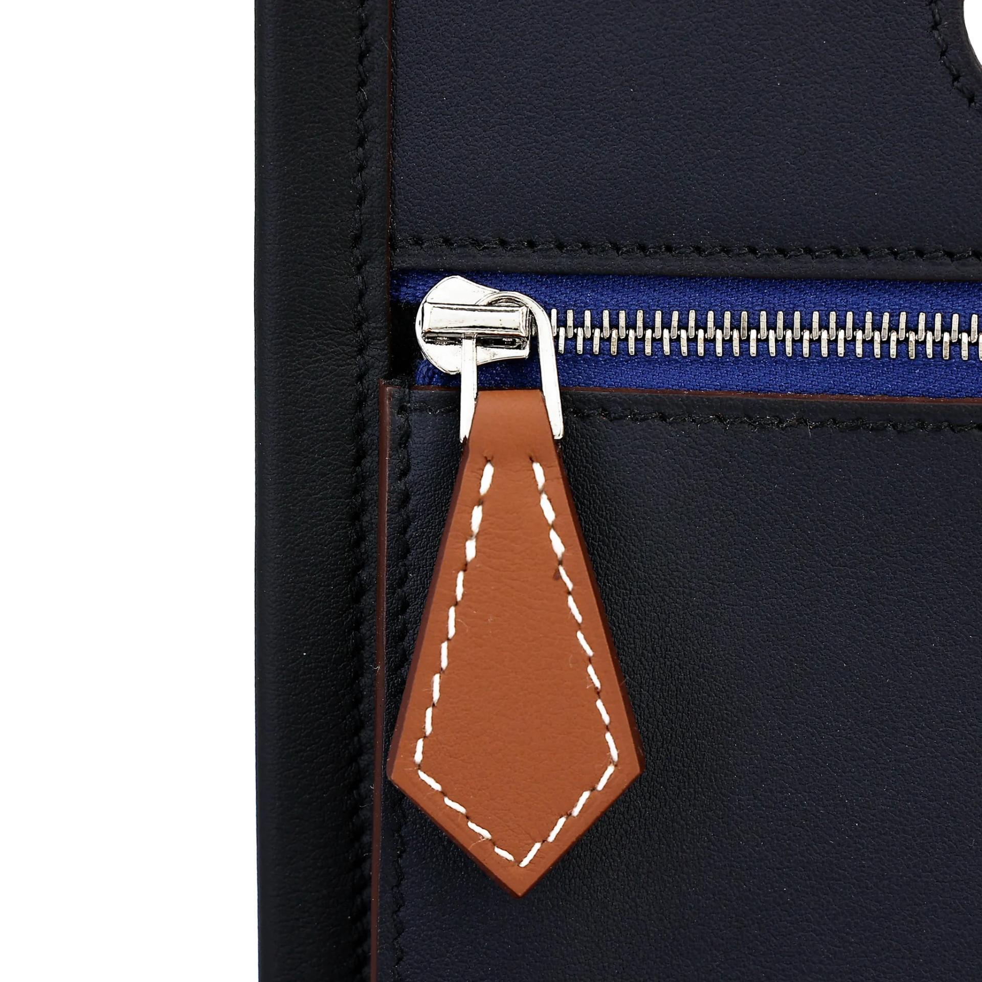 ランク NS 未使用品 HERMÈS エルメス バックポケットポーチ 25 ブラック (89) ゴールド (37) ブルーインディゴ (76) スイフト シルバー金具 Z刻印 (2021) - 8
