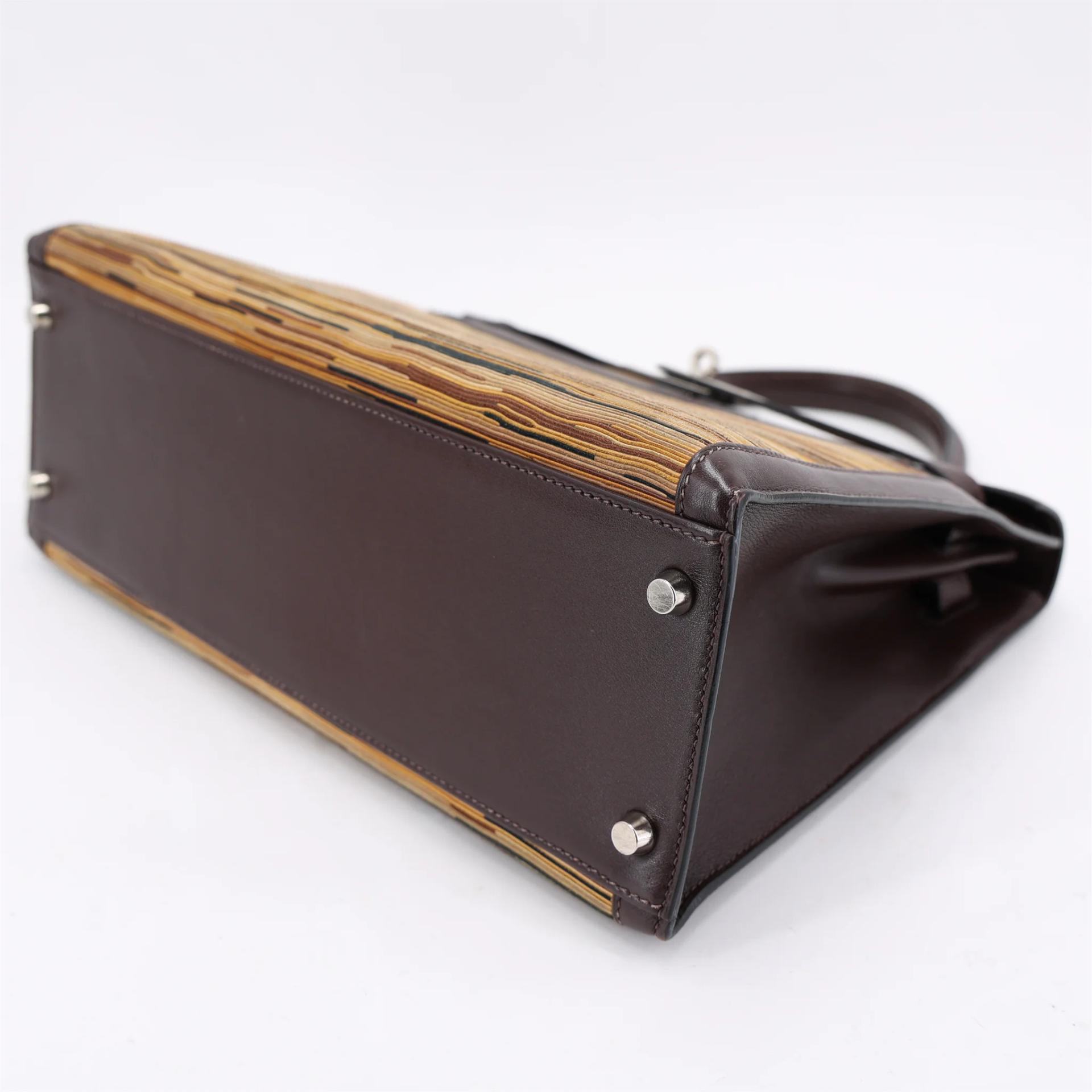 Very Good ( Rank A) HERMÈS Limited Edition Kelly 32 Marron Glace Box-calf Vibrato Palladium hardware Square C (1999) - 5