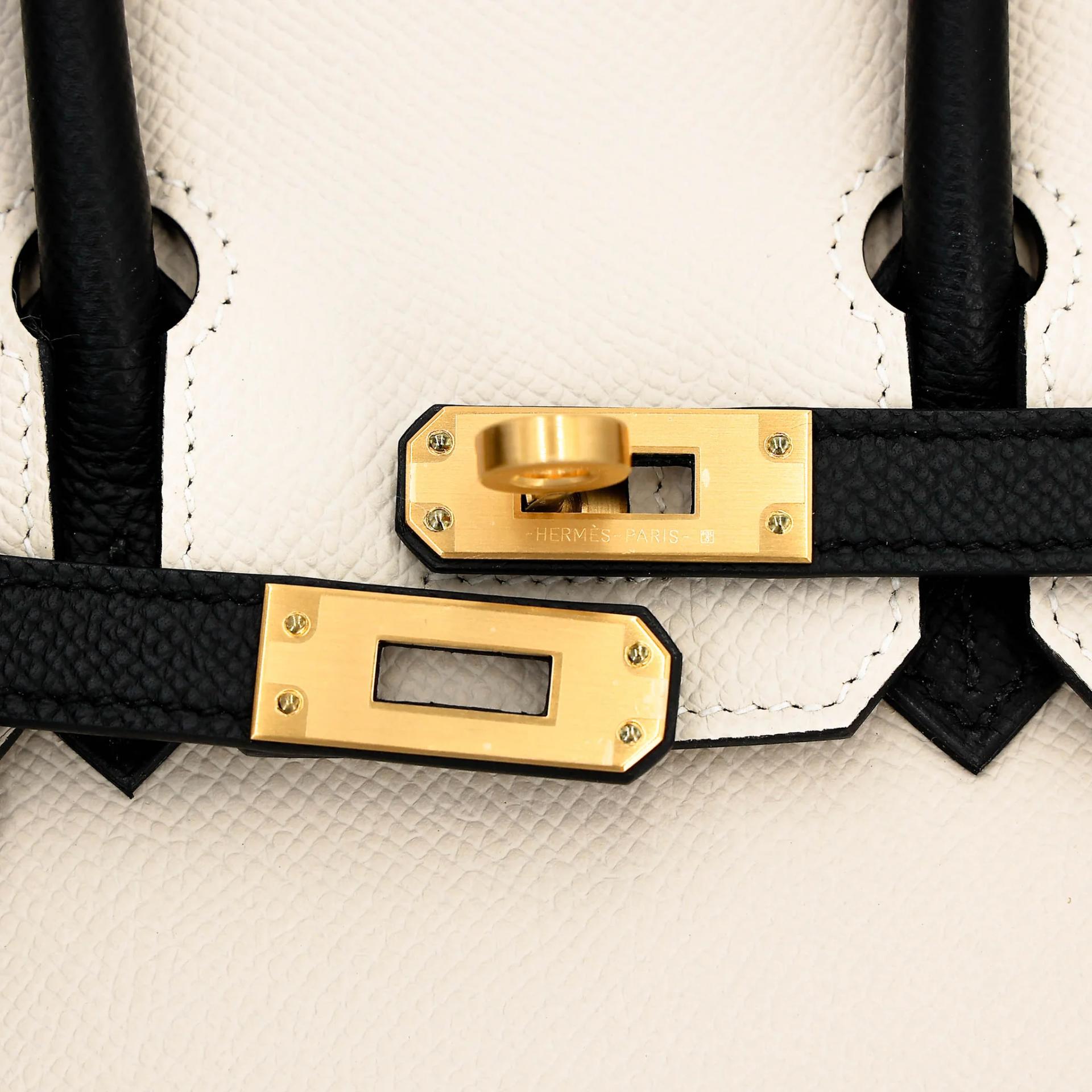 Unused ( Rank NS ) HERMÈS Special Order Birkin 25 HSS Sellier HSS Noir (89) Craie (10) Epsom Brushed Gold hardware W (2024) - 8