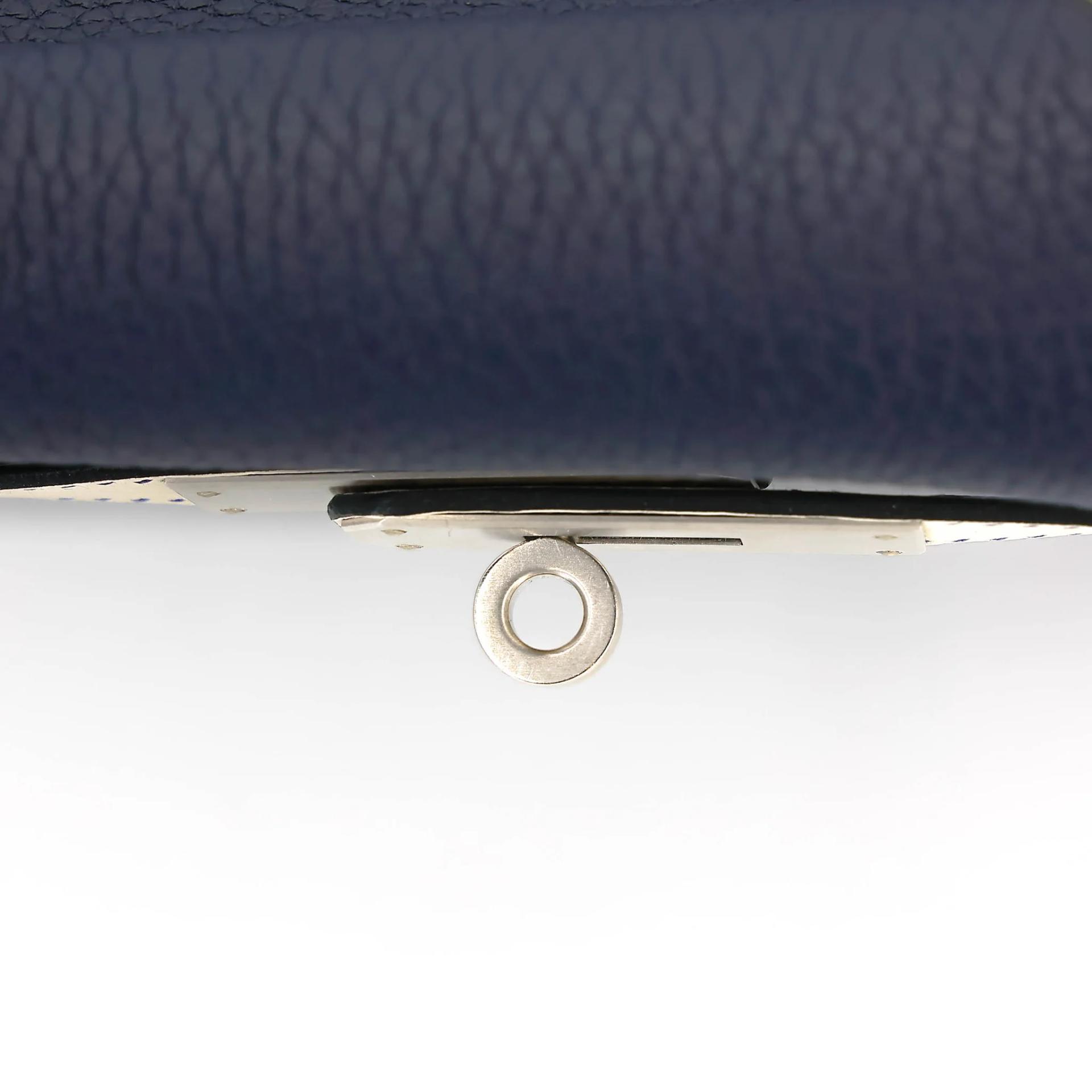 SA超美品 HERMÈS 愛馬仕 Kelly 35 HSS 10 奶昔白 Craie 78 深海藍 Blue Marine Togo小牛皮 拉絲銀扣 Y刻 2020年 - 9