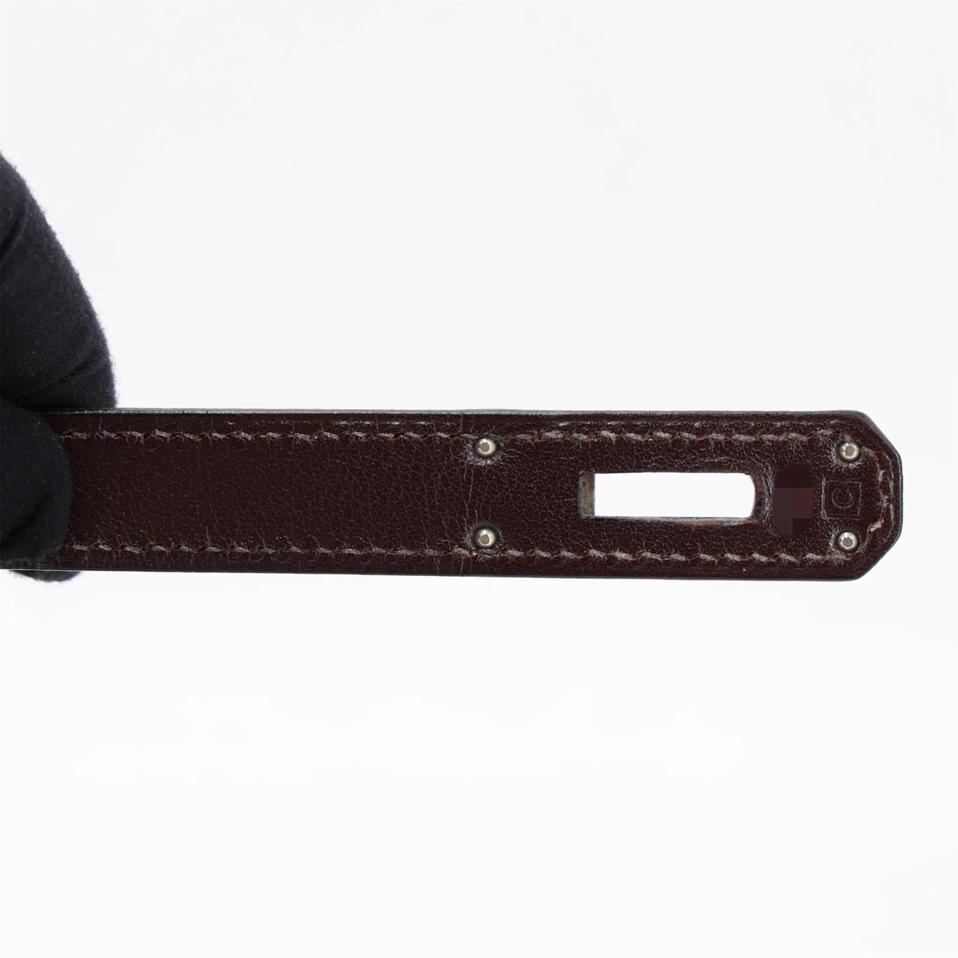 Very Good ( Rank A) HERMÈS Limited Edition Kelly 32 Marron Glace Box-calf Vibrato Palladium hardware Square C (1999) - 20