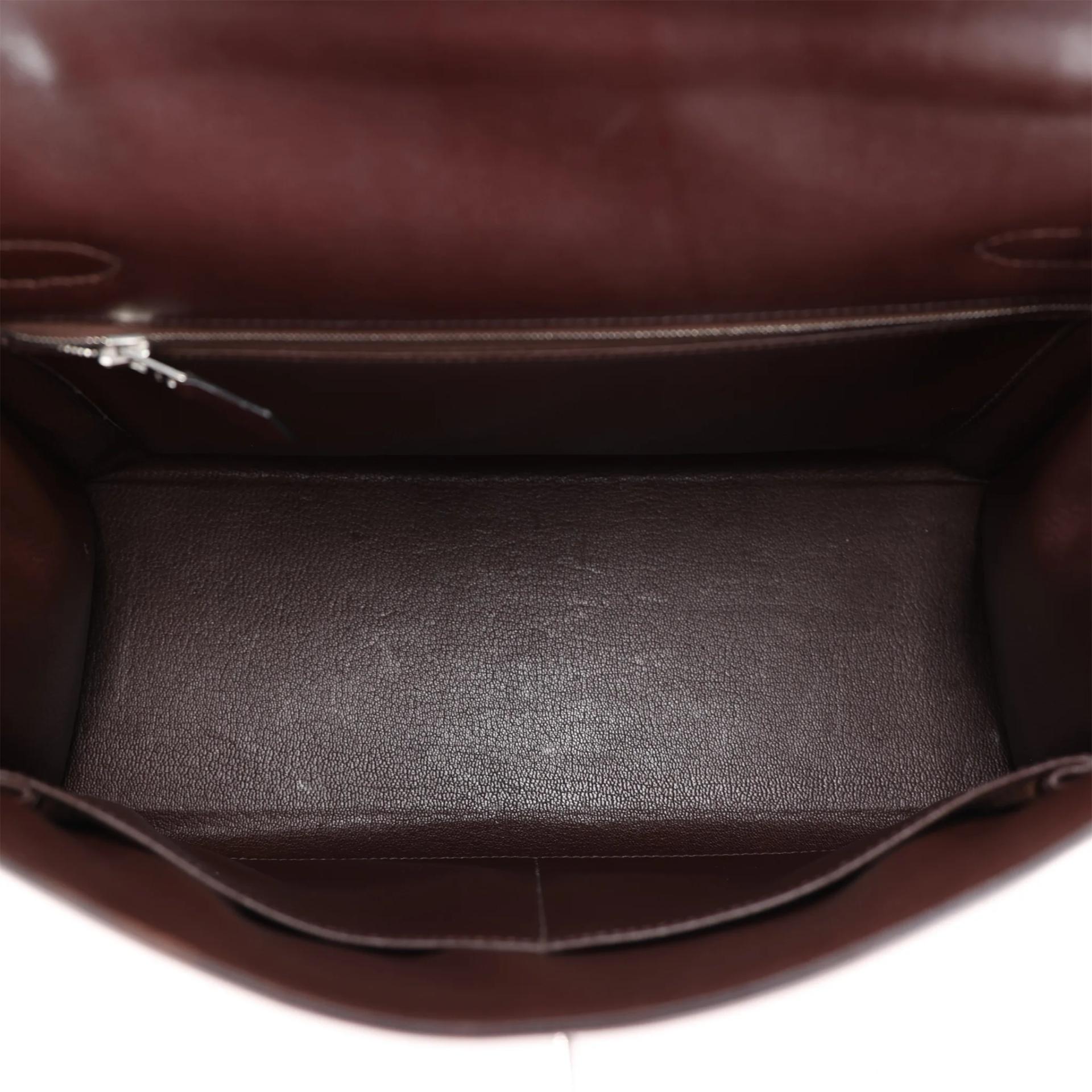 Very Good ( Rank A) HERMÈS Limited Edition Kelly 32 Marron Glace Box-calf Vibrato Palladium hardware Square C (1999) - 14