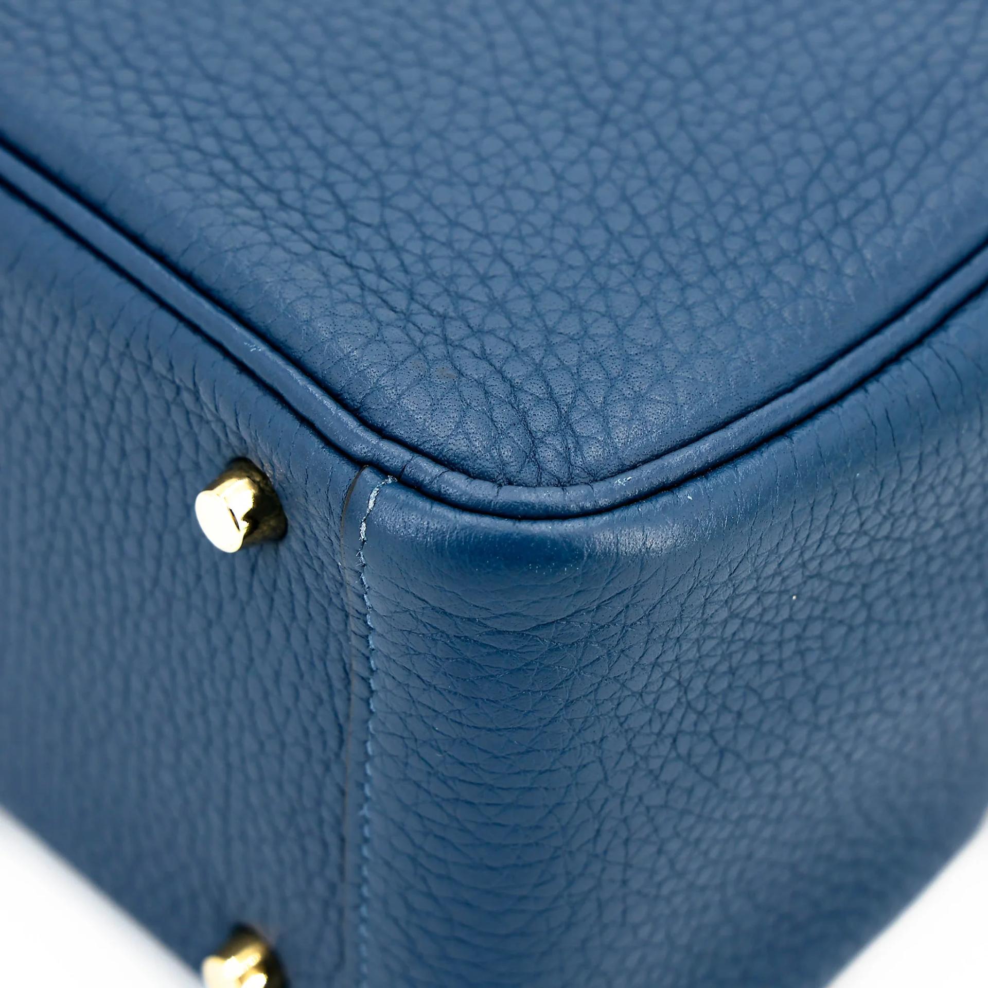 Very Good ( Rank A) HERMÈS Mini Lindy Navy (7U) Clemence Gold hardware Y (2020) - 10