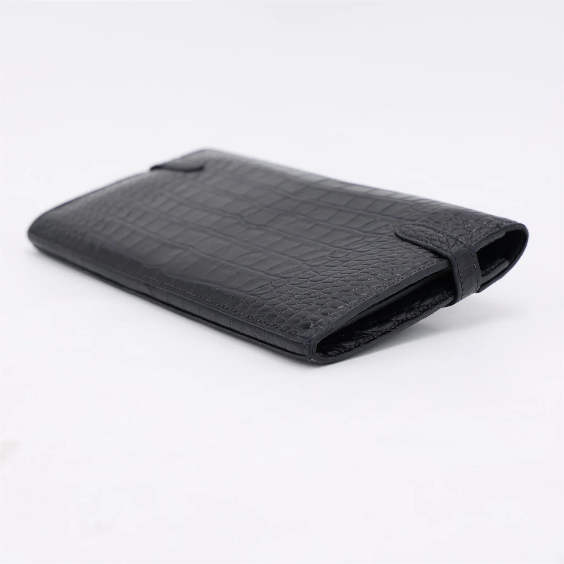 Good ( Rank AB) HERMÈS Kelly Wallet Noir (89) Matte Alligator Gold hardware A (2017) - 6