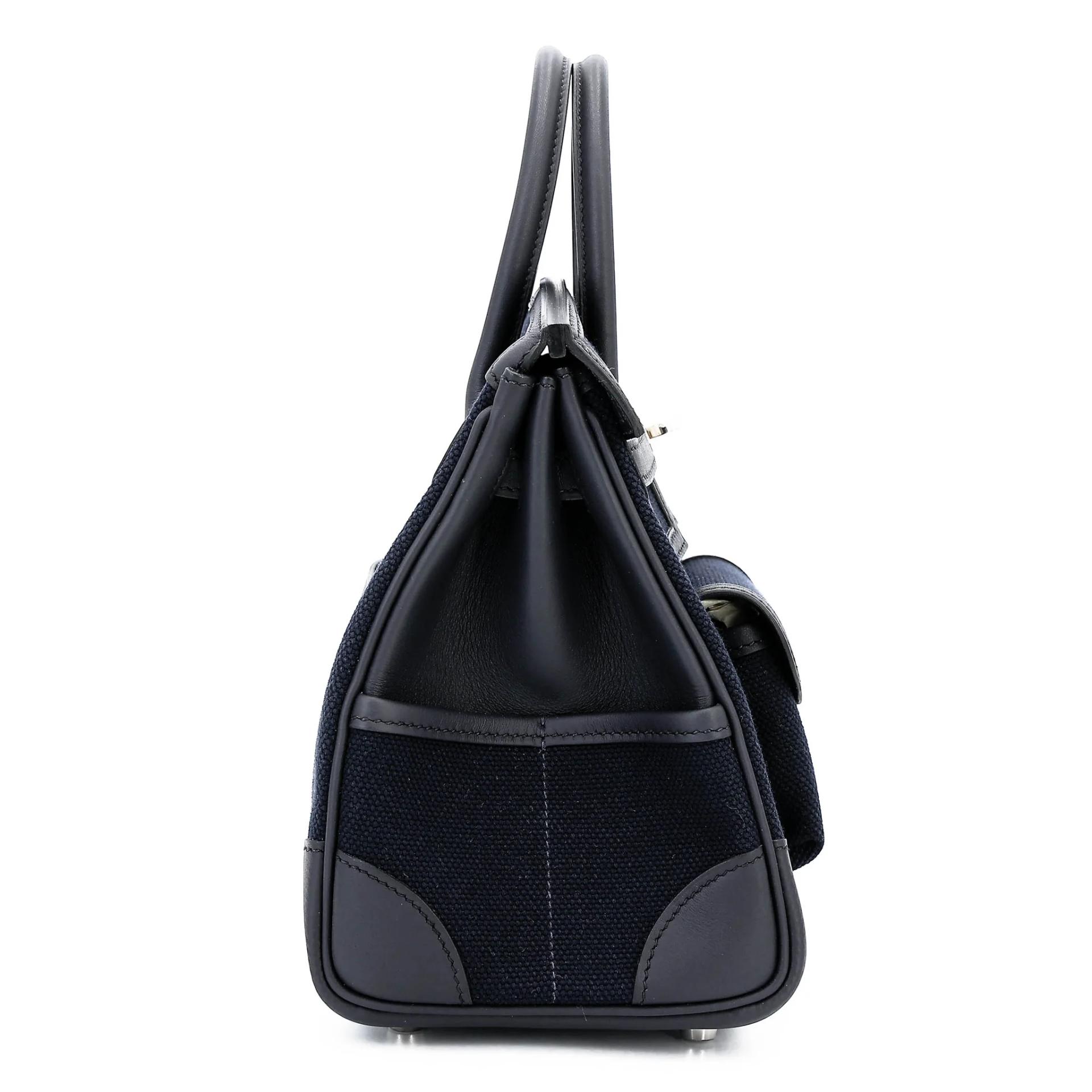 未使用保存品 HERMÈS 愛馬仕 限量收藏款 Birkin 25 Cargo 78 深海藍 Blue Marine 3Y 水冰藍 Caban Swift牛皮 Toile Goeland 帆布 銀扣 U刻 2022年 - 8