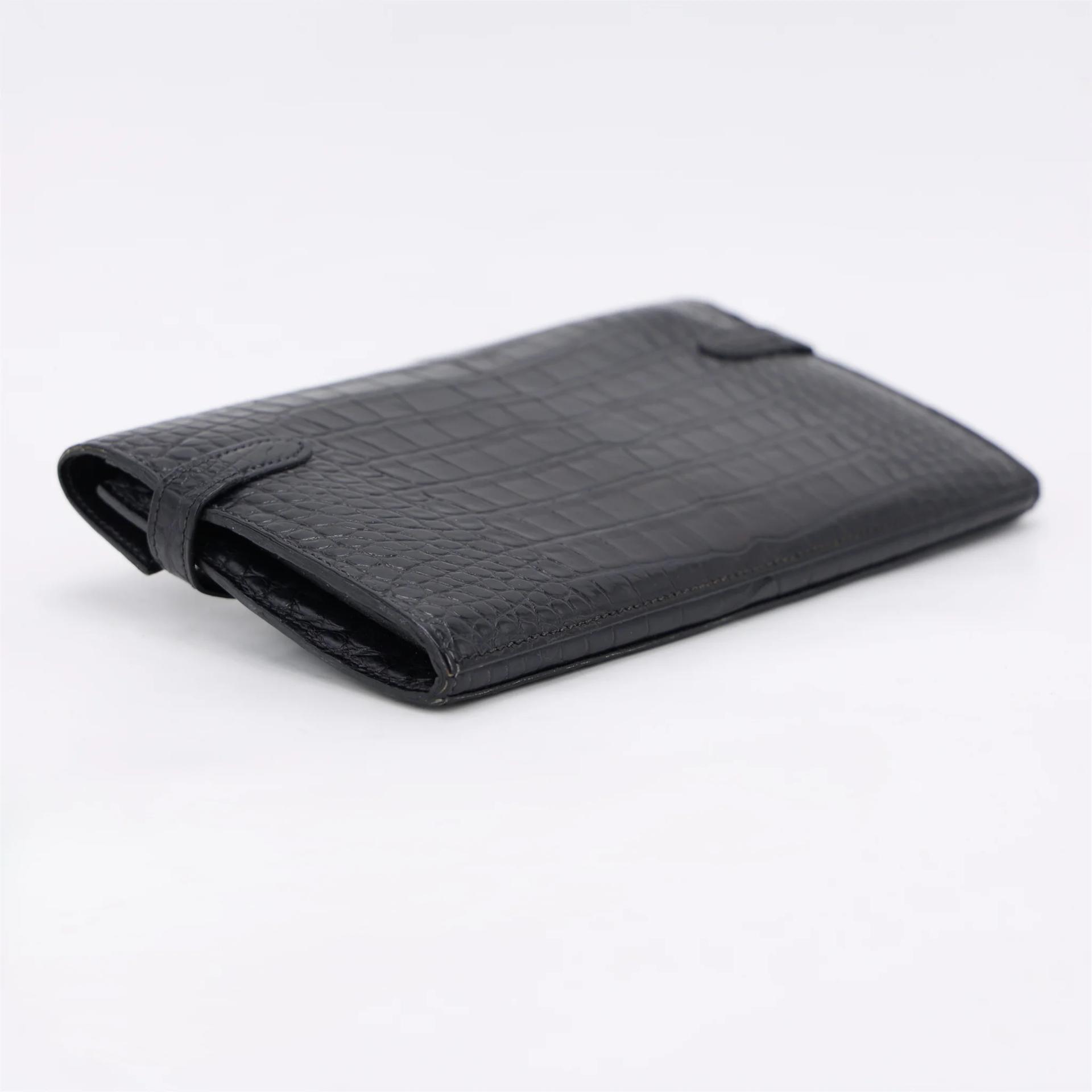 Good ( Rank AB) HERMÈS Kelly Wallet Noir (89) Matte Alligator Gold hardware A (2017) - 5