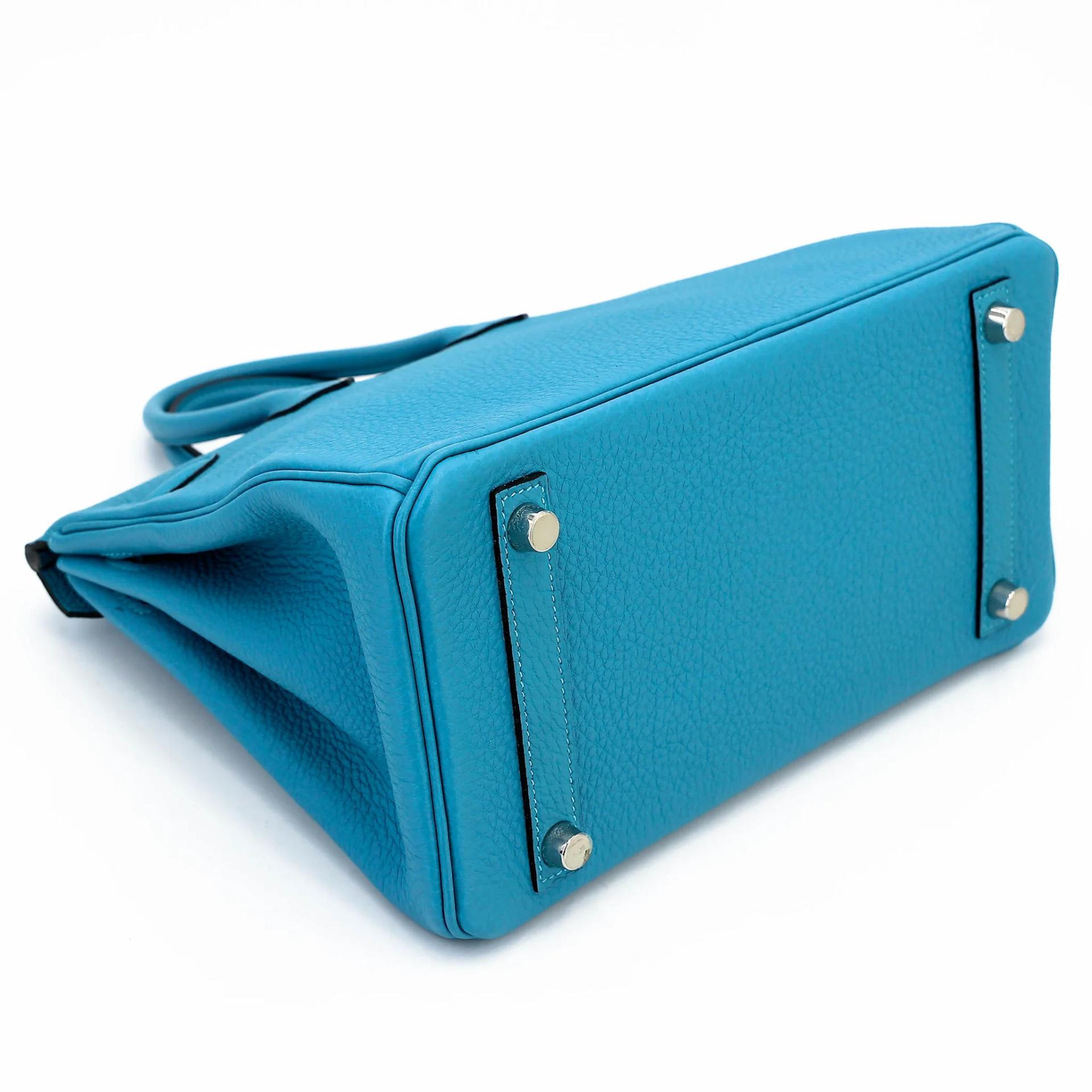SA超美品 HERMÈS 愛馬仕 Birkin 25 7B 松石藍 Turquoise Togo小牛皮 銀扣 □R刻 2014年 - 7