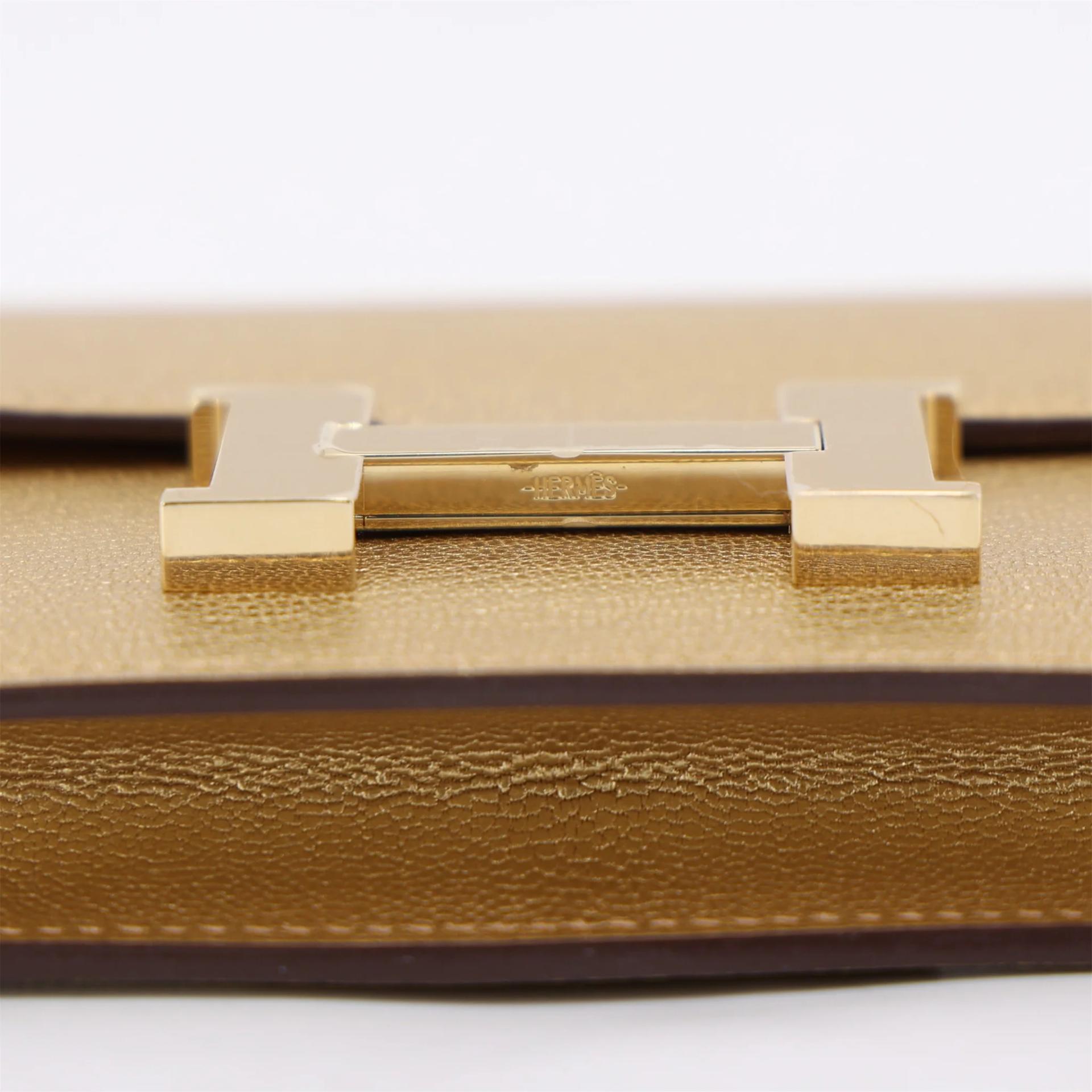 Unused ( Rank NS ) HERMÈS Constance Slim Wallet Dore (Y9) Chamkilight Gold hardware K (2025) - 8