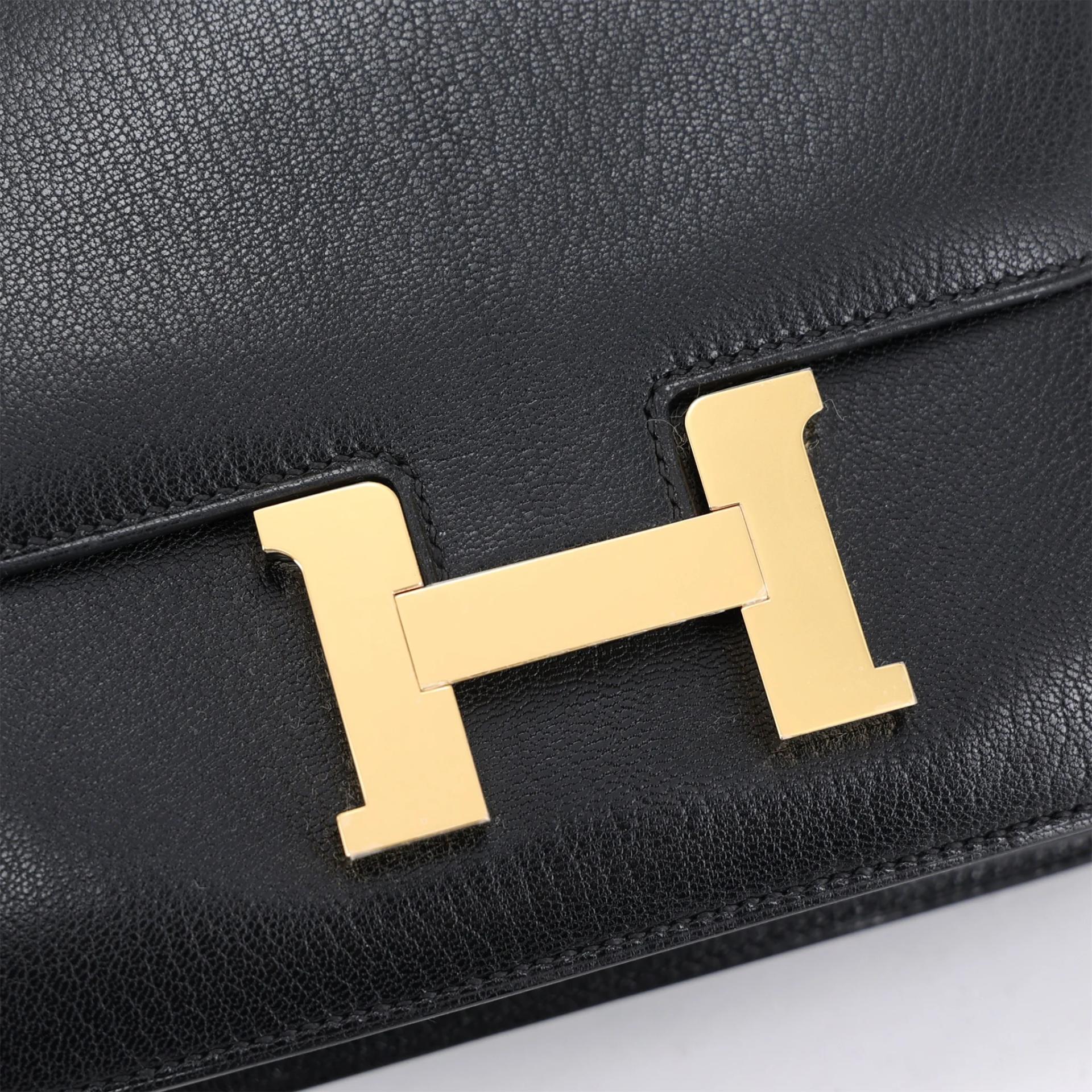 Unused ( Rank NS ) HERMÈS Constance Mini Noir (89) Chevre Gold hardware B (2023) - 8
