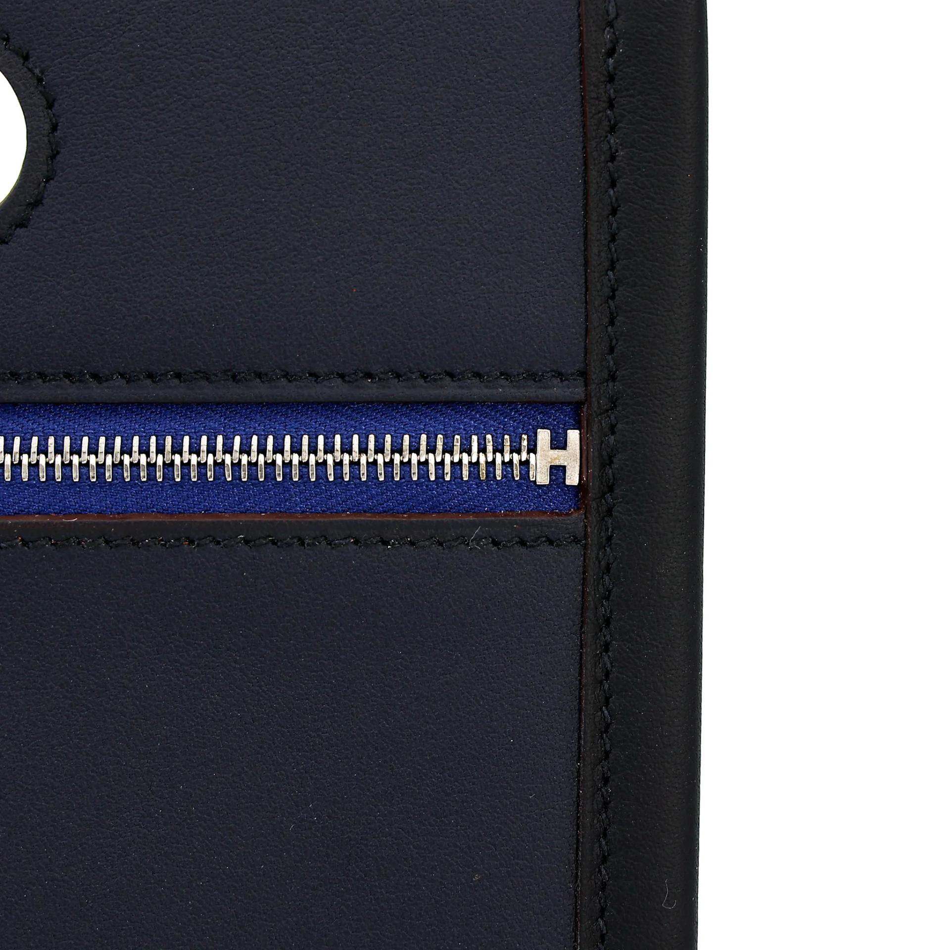ランク NS 未使用品 HERMÈS エルメス バックポケットポーチ 25 ブラック (89) ゴールド (37) ブルーインディゴ (76) スイフト シルバー金具 Z刻印 (2021) - 9