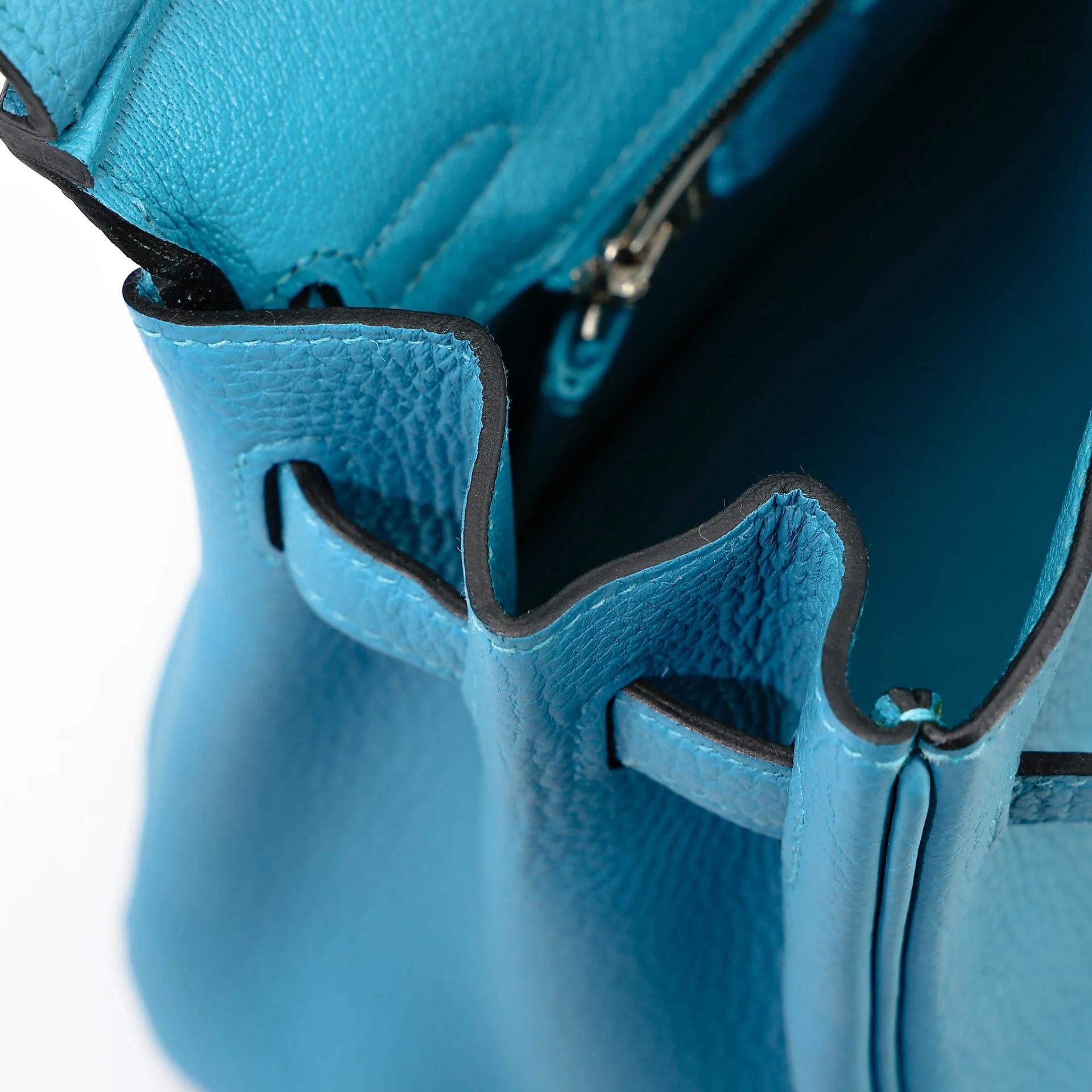 SA超美品 HERMÈS 愛馬仕 Birkin 25 7B 松石藍 Turquoise Togo小牛皮 銀扣 □R刻 2014年 - 15