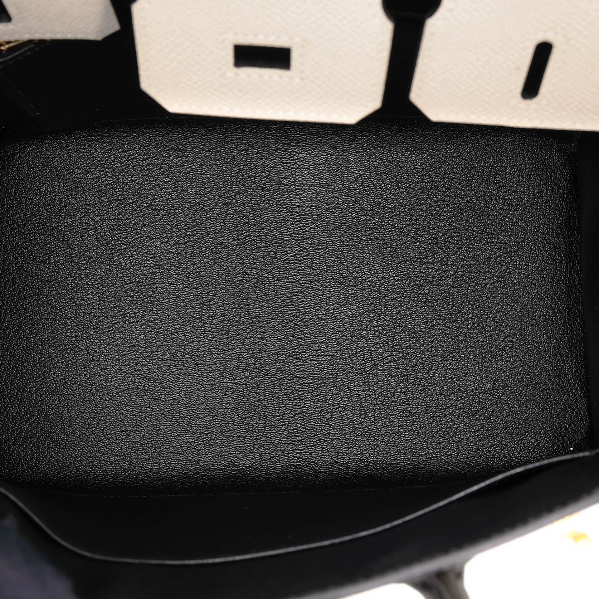 Unused ( Rank NS ) HERMÈS Special Order Birkin 25 HSS Sellier HSS Noir (89) Craie (10) Epsom Brushed Gold hardware W (2024) - 16