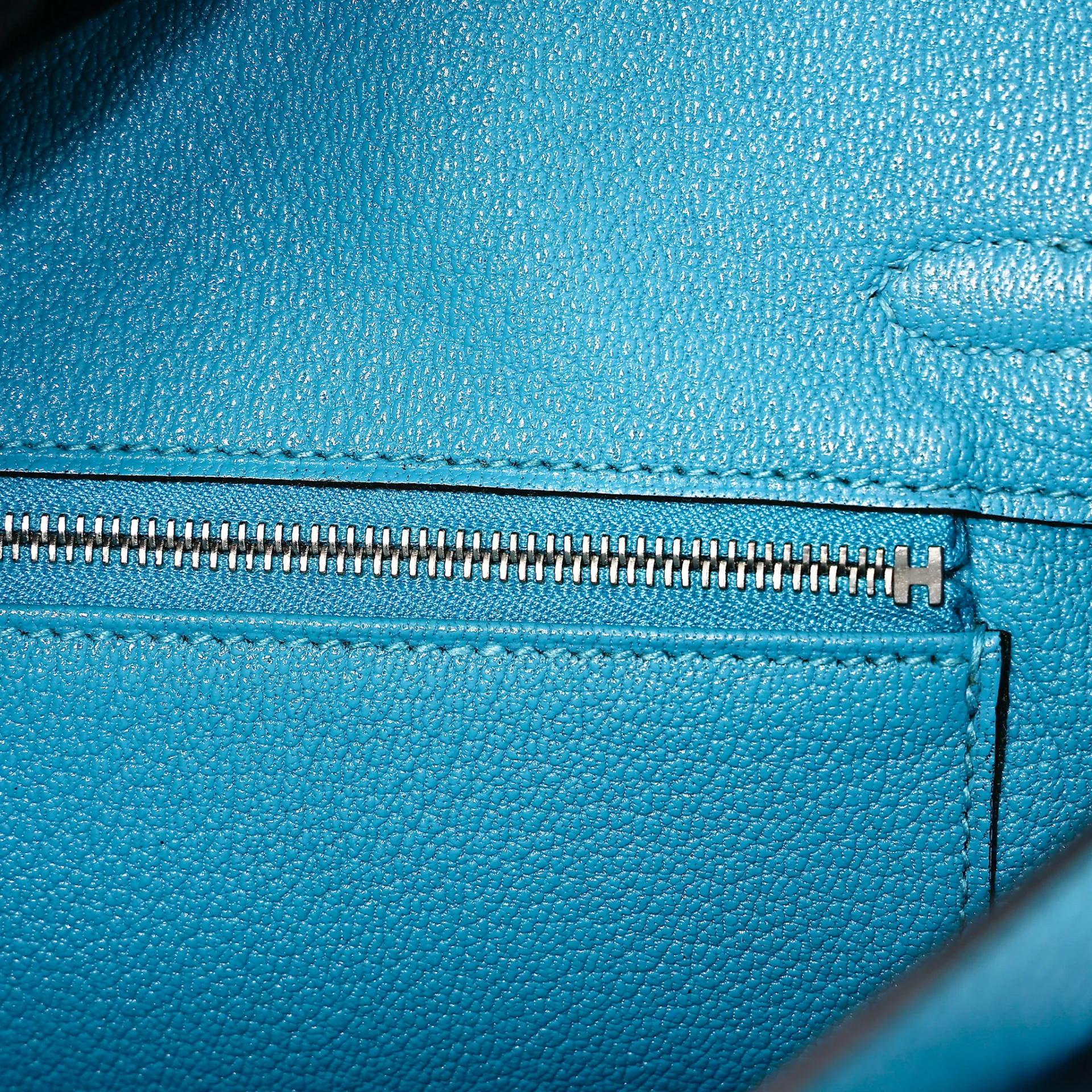 SA超美品 HERMÈS 愛馬仕 Birkin 25 7B 松石藍 Turquoise Togo小牛皮 銀扣 □R刻 2014年 - 13