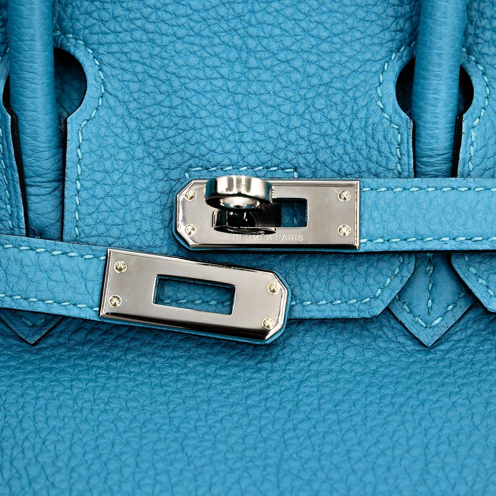 SA超美品 HERMÈS 愛馬仕 Birkin 25 7B 松石藍 Turquoise Togo小牛皮 銀扣 □R刻 2014年 - 8