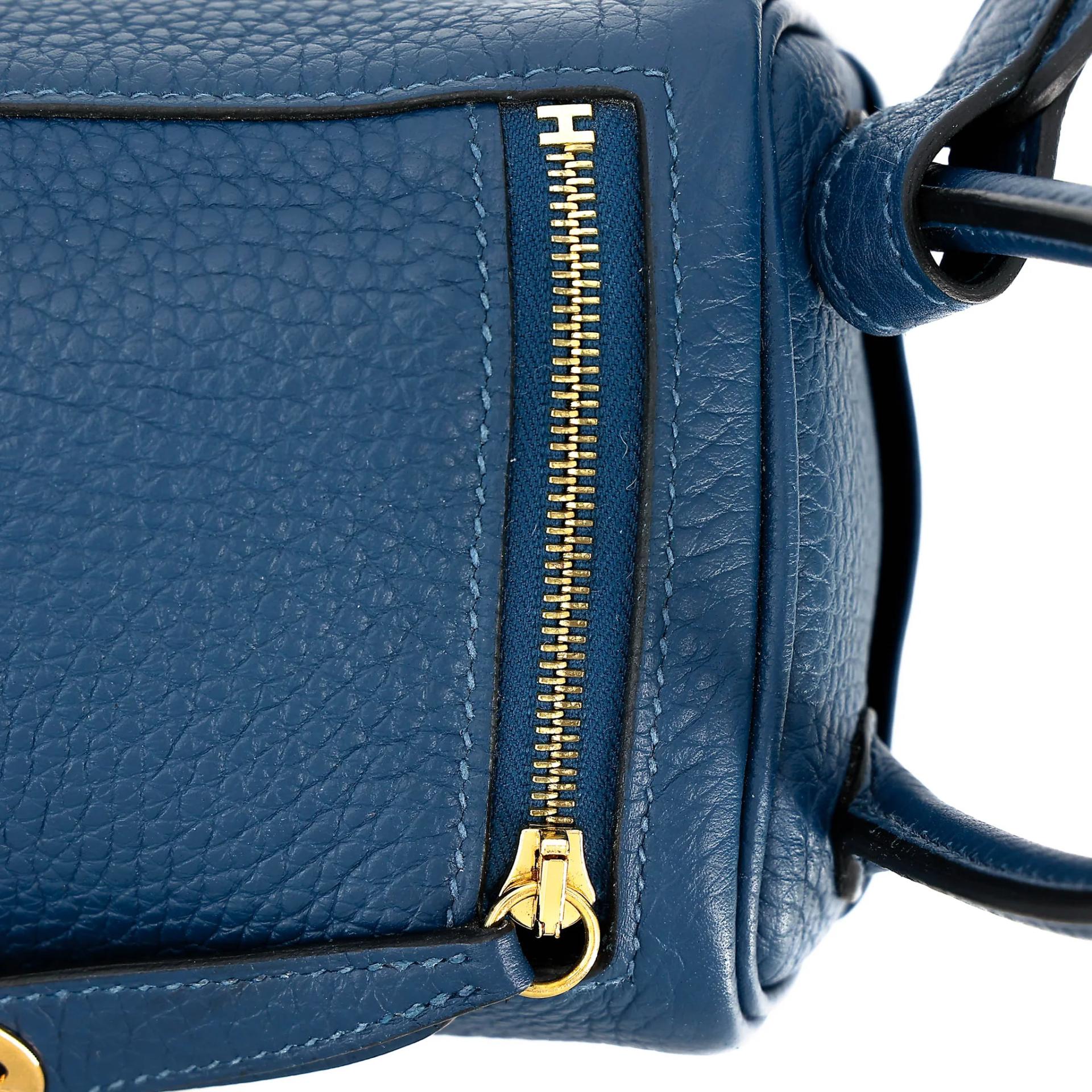 Very Good ( Rank A) HERMÈS Mini Lindy Navy (7U) Clemence Gold hardware Y (2020) - 13