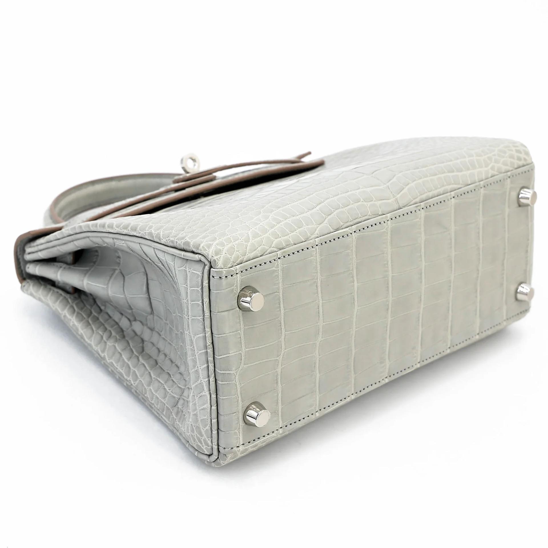 Brand New ( Rank N ) HERMÈS Limited Edition Kelly 25 Gris Perle (80) Matte Alligator Palladium hardware K (2025) - 5
