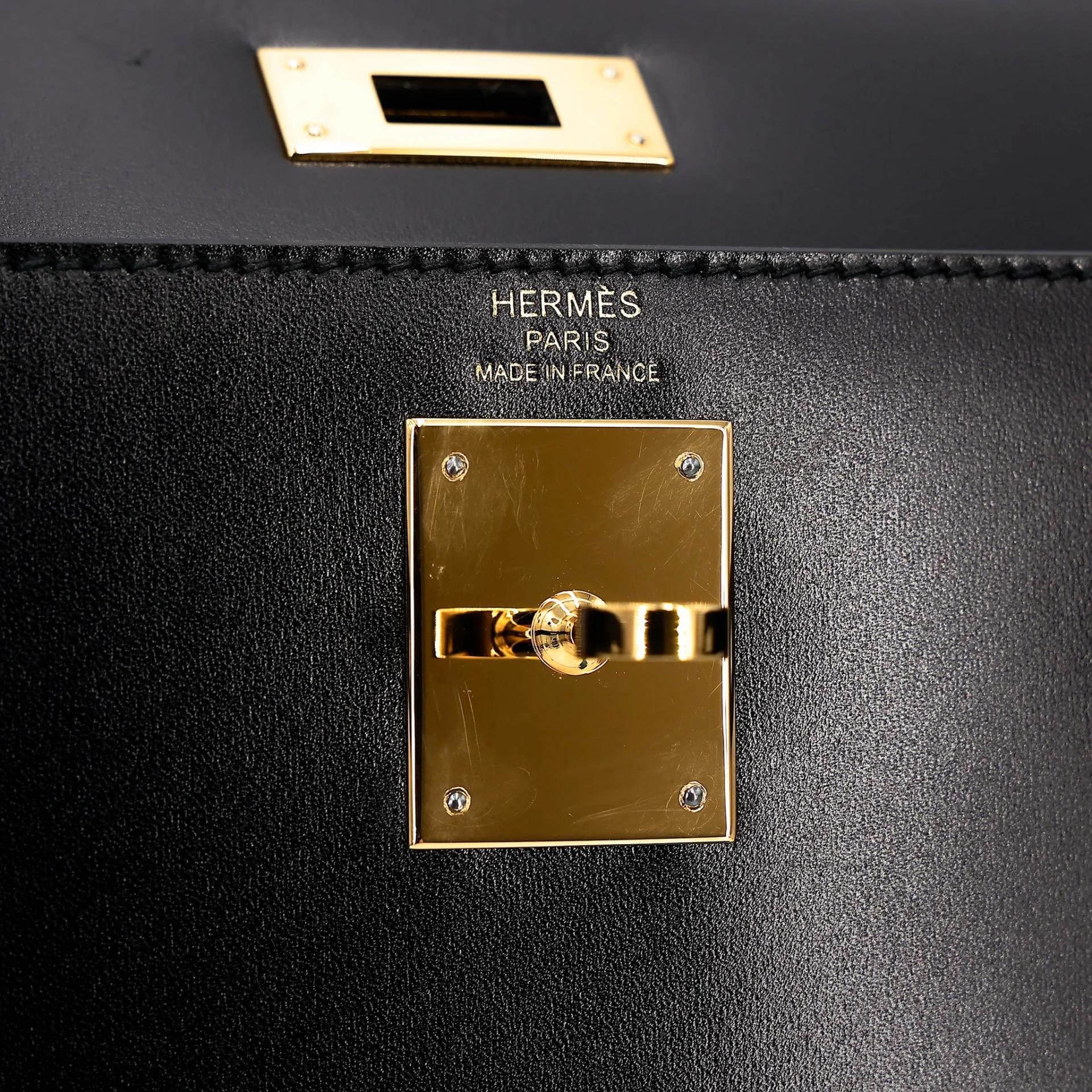SA超美品 HERMÈS 愛馬仕 Kelly 28 外縫 89 黑色 Noir (Black) Box牛皮 金扣 Z刻 2021年 - 16